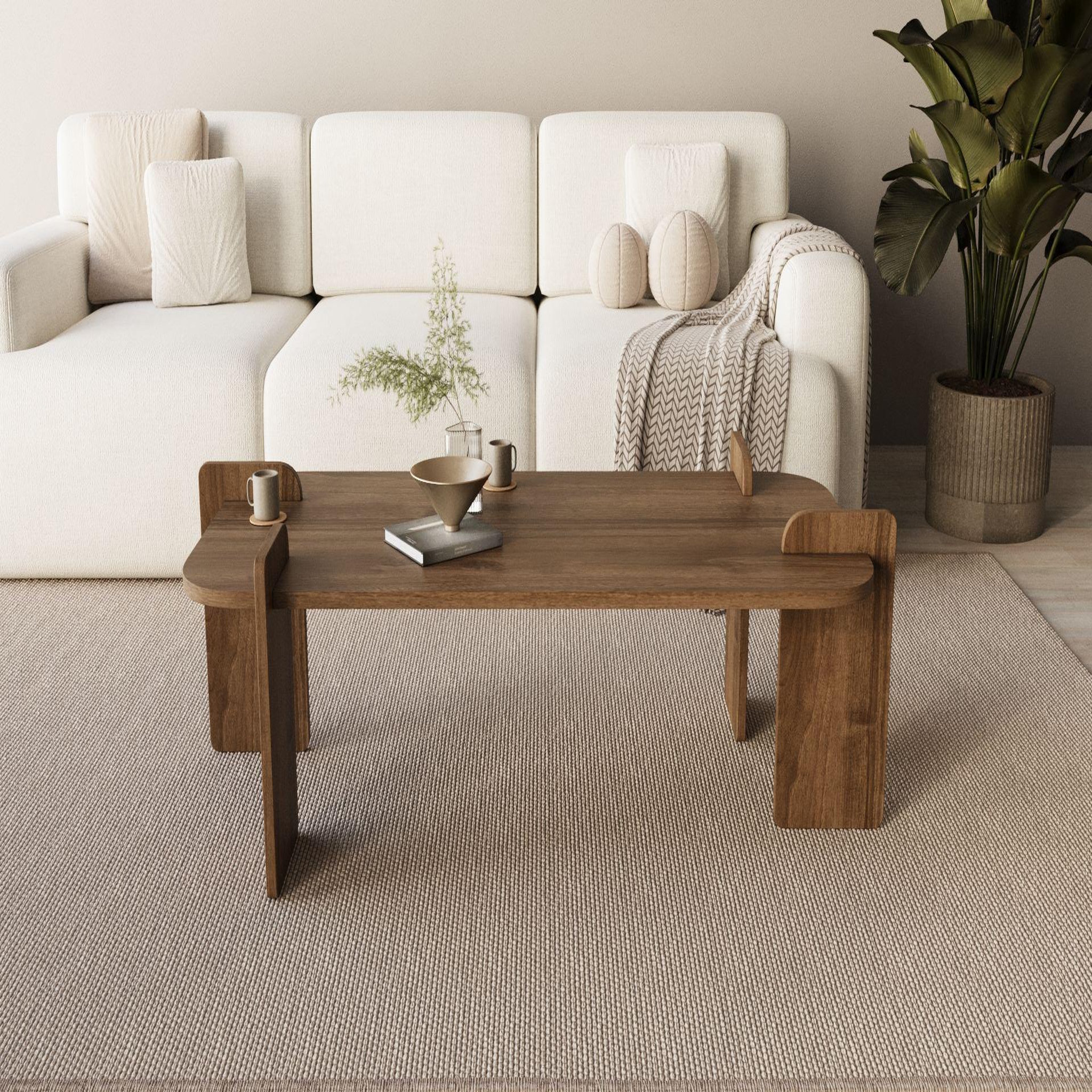 Voir la diapositive 3 : Habitat et Jardin Table basse en bois  lovge  120 x 60 x 35 cm - noyer