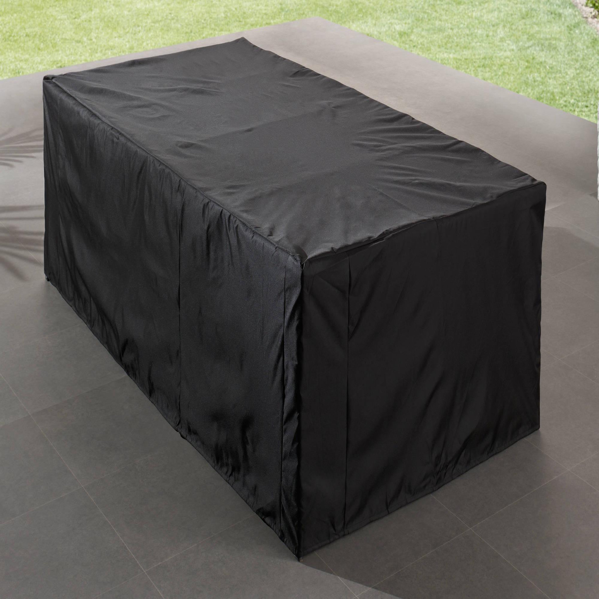 Voir la diapositive 5 : BEST MOBILIER Cuba - salon de jardin encastrable 12 places - en résine tressée - noir avec coussins gris + housse de protection