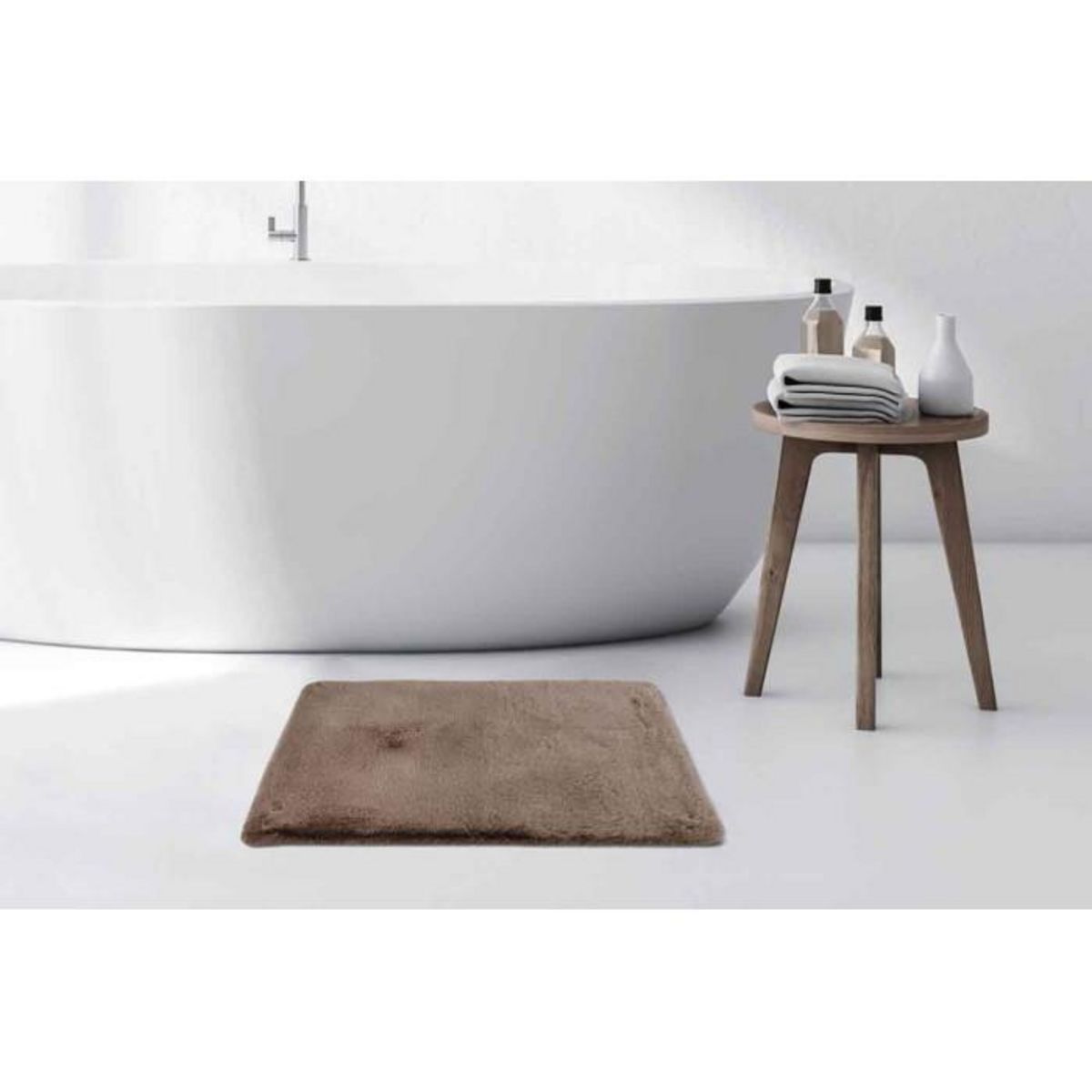 Paris Prix Tapis de Bain Doux Antidérapant  Rabbit  Beige Foncé