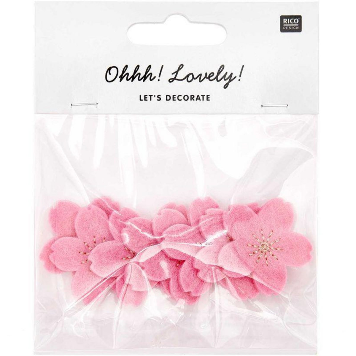 RICO DESIGN Confettis fleur de cerisier, feutrine rose et or