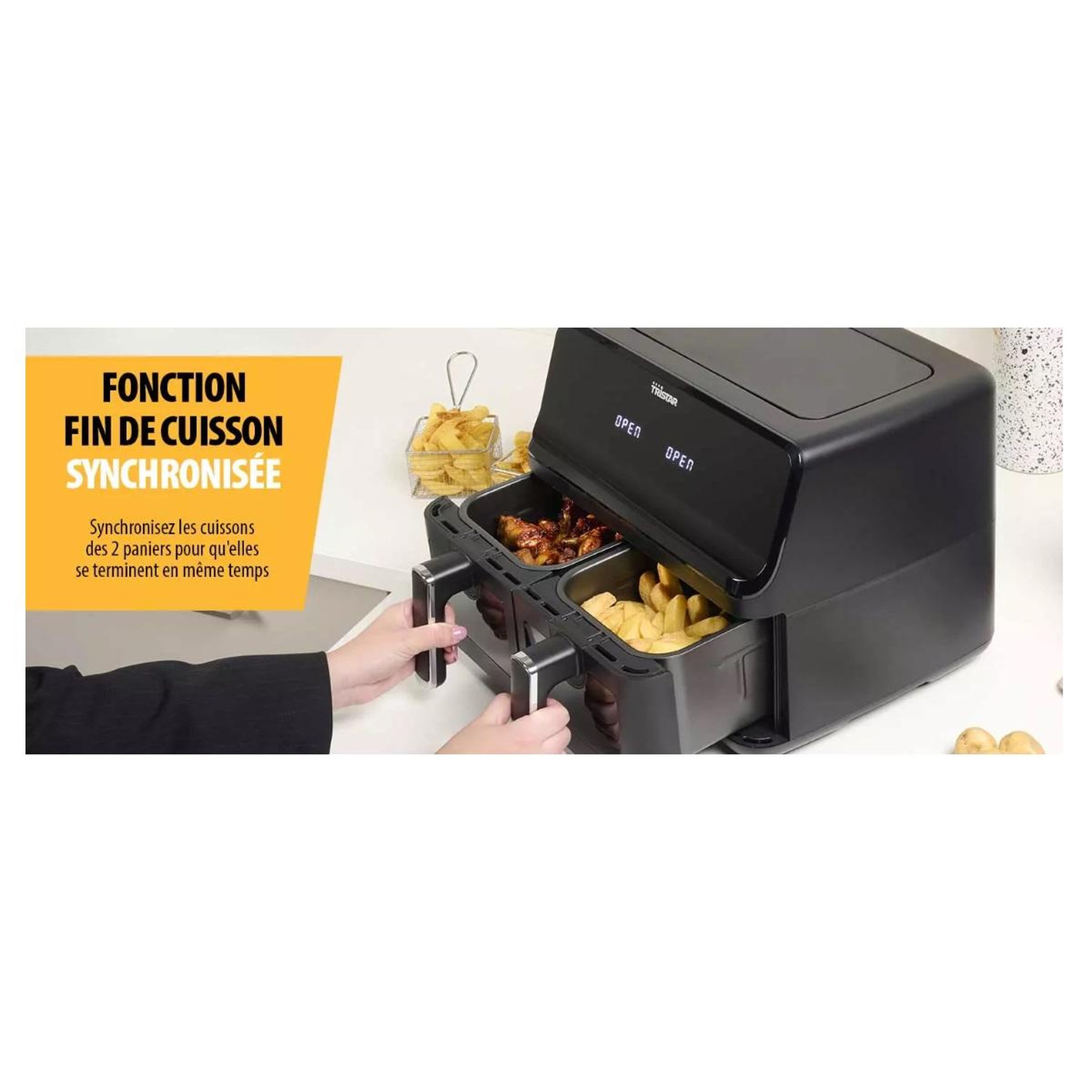 Voir la diapositive 3 : TRISTAR Friteuse sans huile 8l 2700w noir - fr-9040
