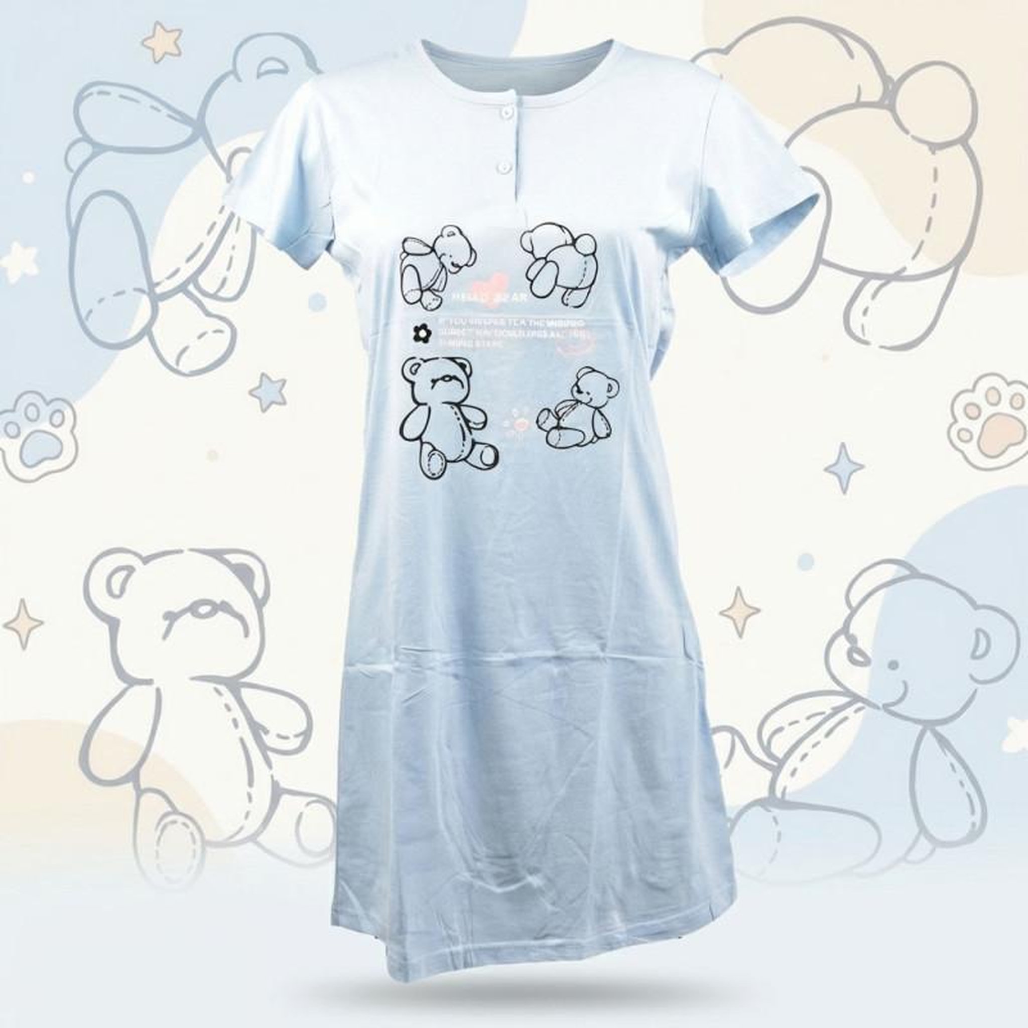 Voir la diapositive 3 : OZABI OZABI Chemise de Nuit Femme Microfibre HELLO BEAR Manches Courtes
