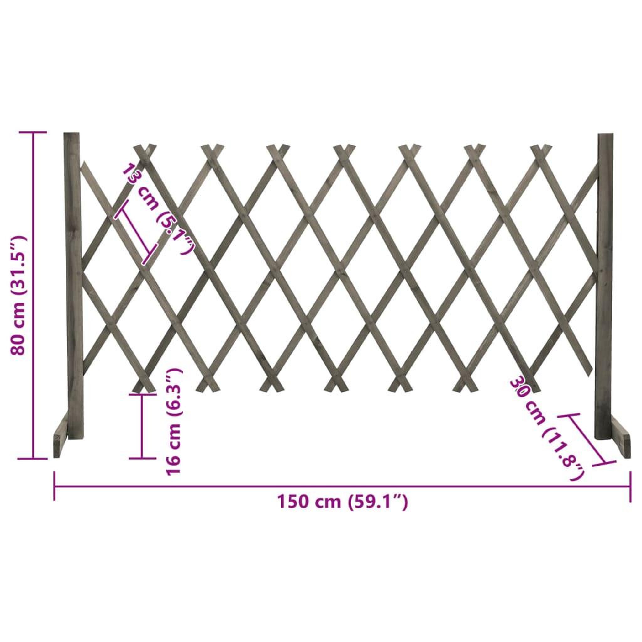 Voir la diapositive 6 : VIDAXL Cloture en treillis de jardin Gris 150x80 cm Bois de sapin
