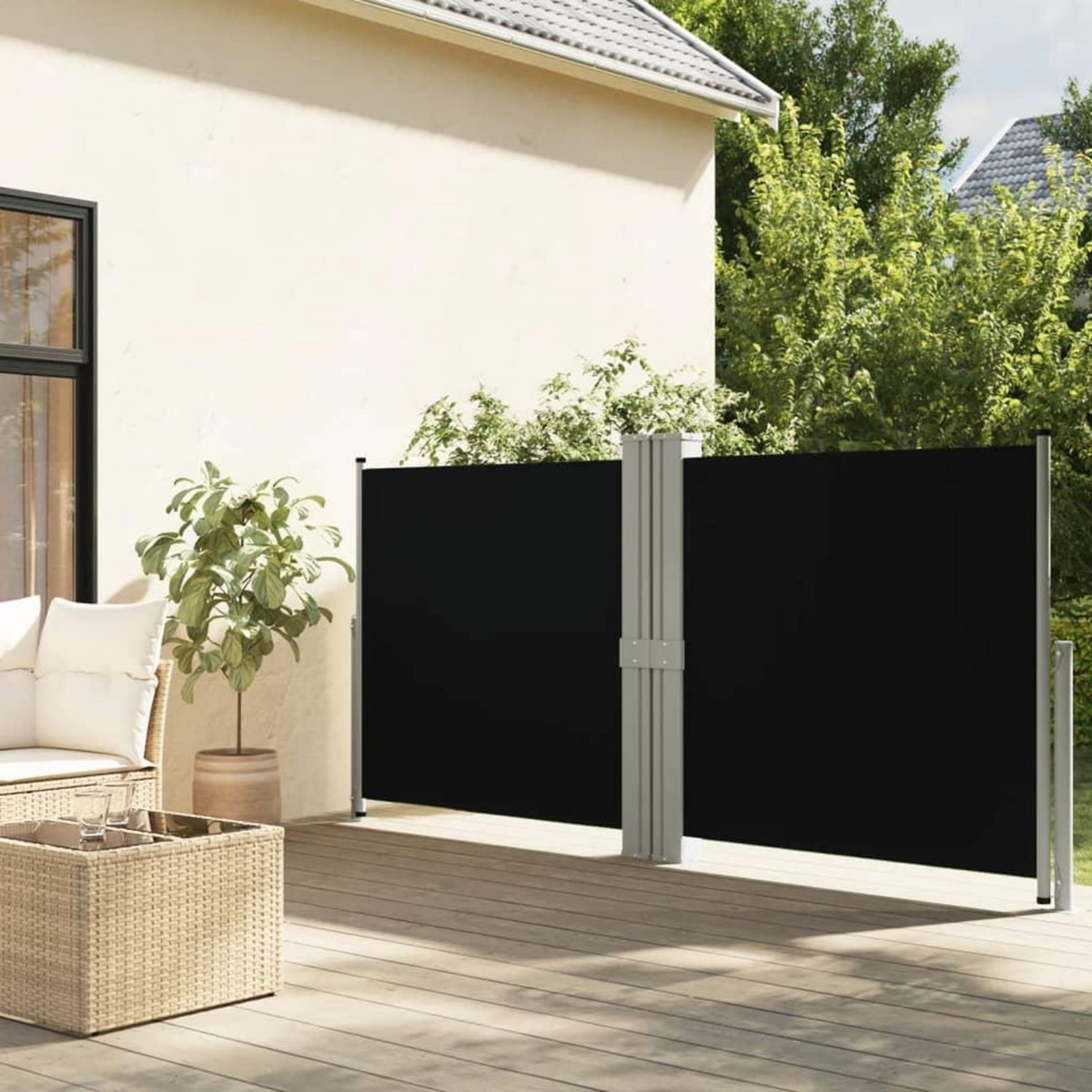 VIDAXL Auvent lateral retractable Noir 140x1200 cm