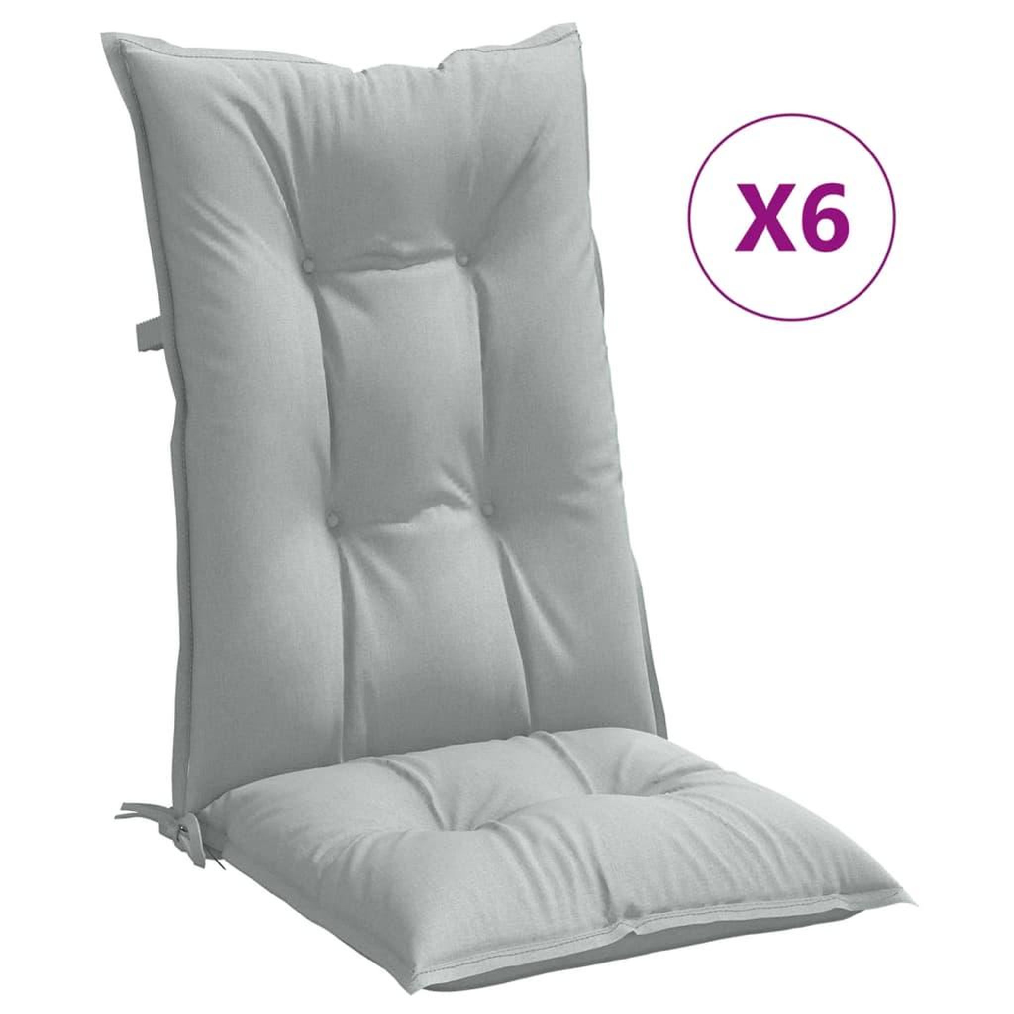 Voir la diapositive 2 : VIDAXL Coussins de chaise a dossier haut lot de 6 gris clair melange