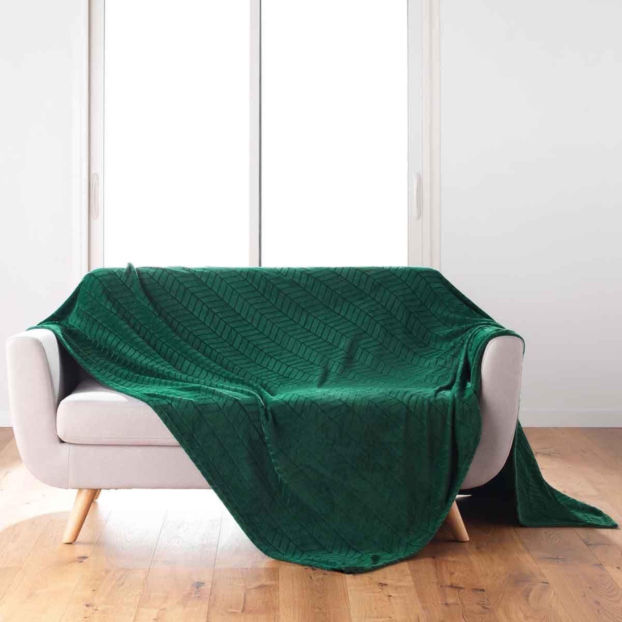 Voir la diapositive 1 : Douceur d'Intérieur Plaid flanelle uni  arya  180x220cm vert