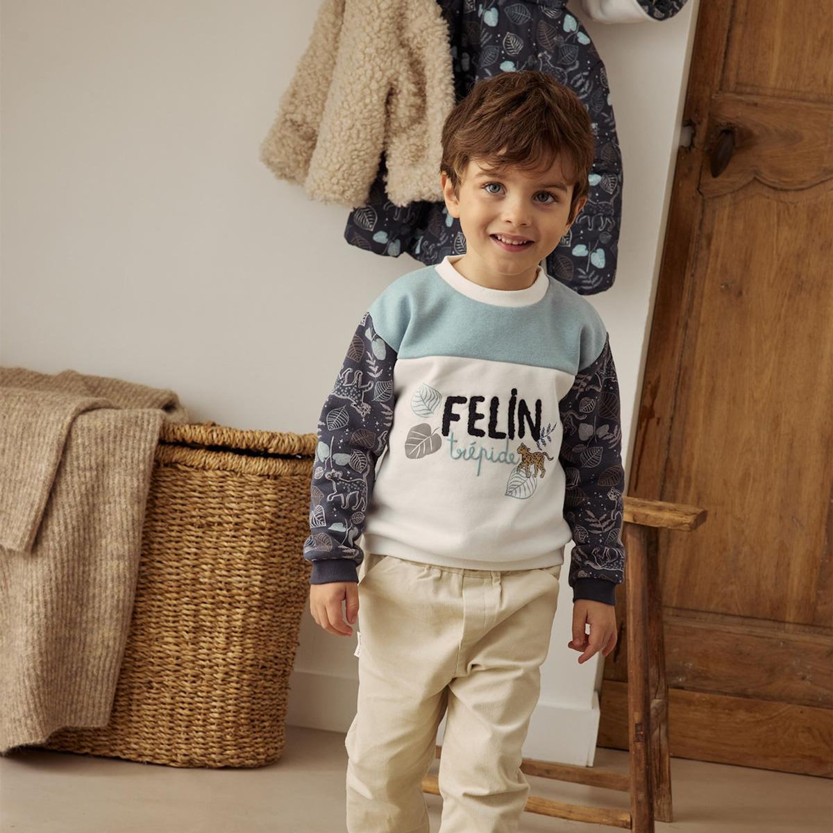 Petit Béguin Sweat-shirt bébé en molleton Félintrépide