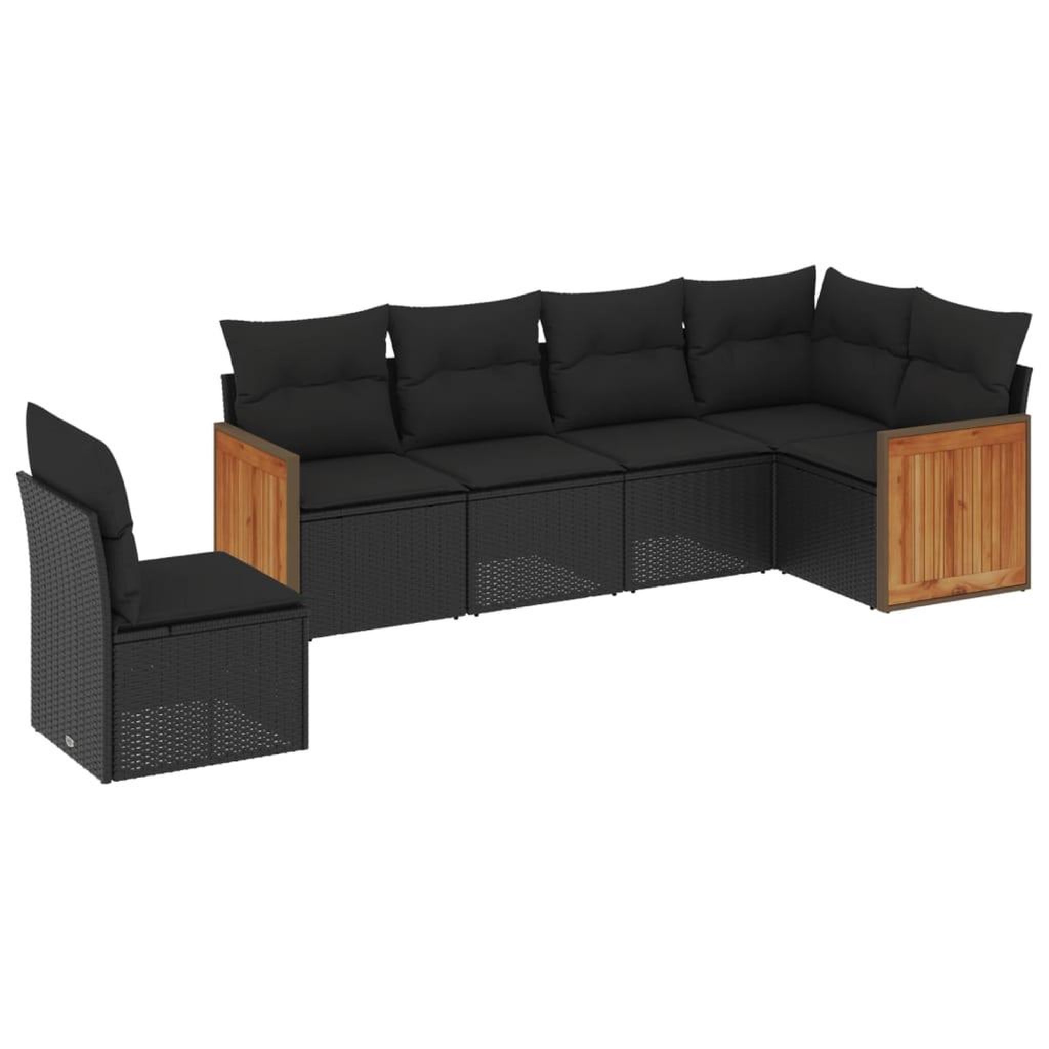 Voir la diapositive 2 : VIDAXL Salon de jardin 6 pcs avec coussins noir resine tressee