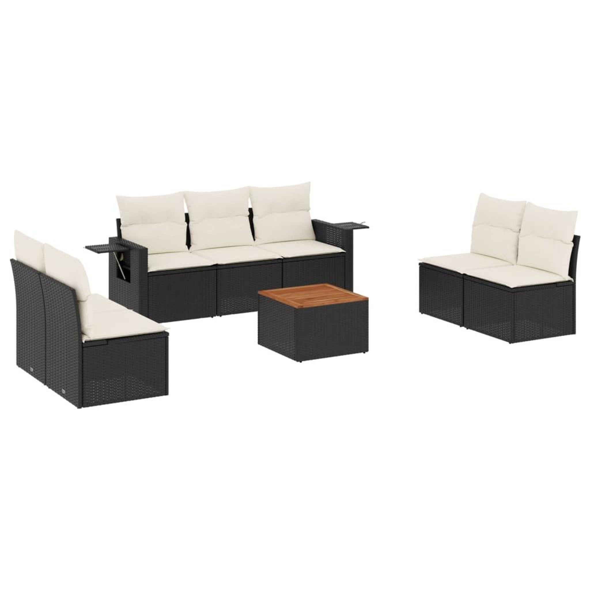 Voir la diapositive 2 : VIDAXL Salon de jardin 8 pcs avec coussins noir resine tressee