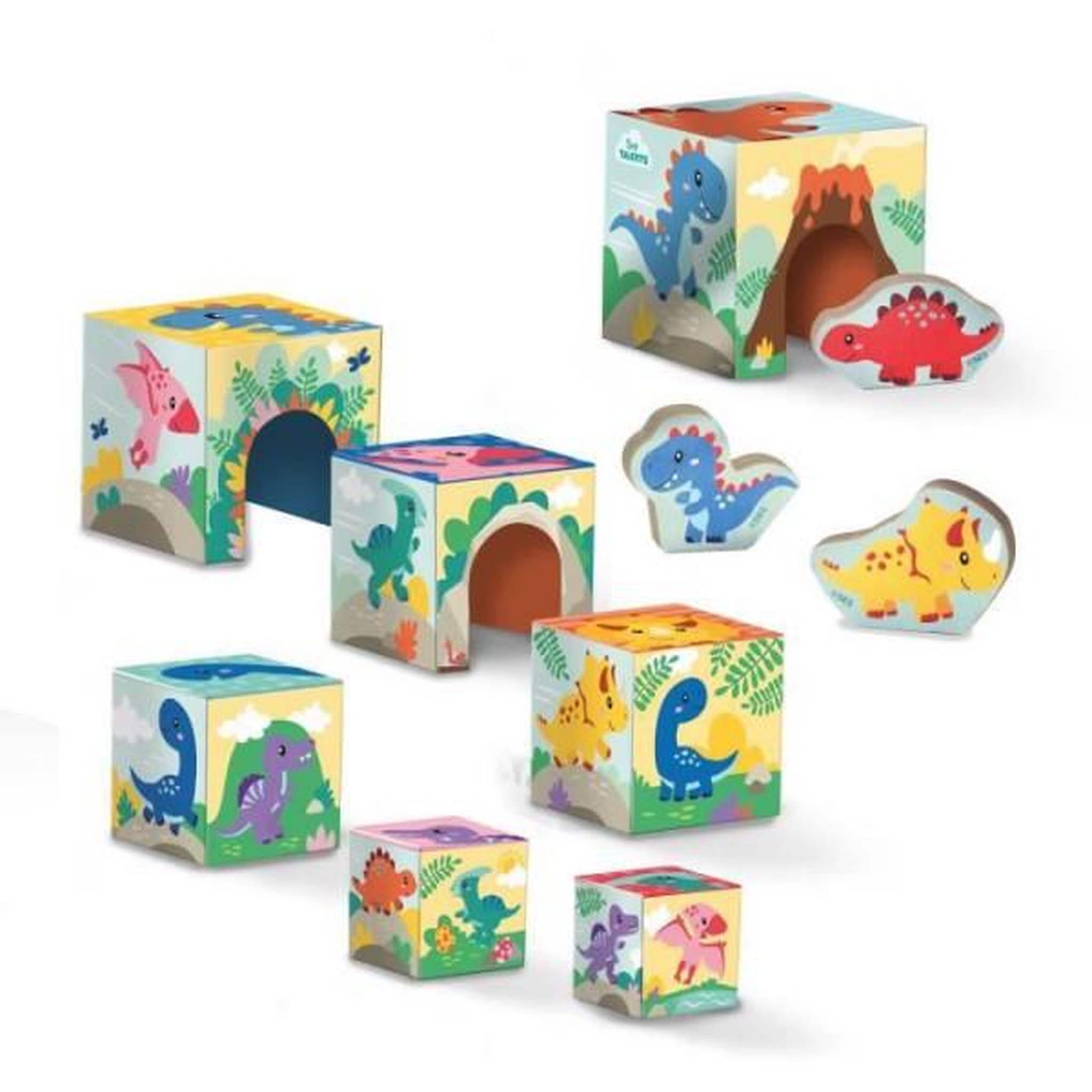 Voir la diapositive 6 : SES Creative Tour de blocs a empiler avec figurines de dinosaures - Jeu d'adresse - SES CREATIVE - Tour empilable avec 3 figurines de dinosau