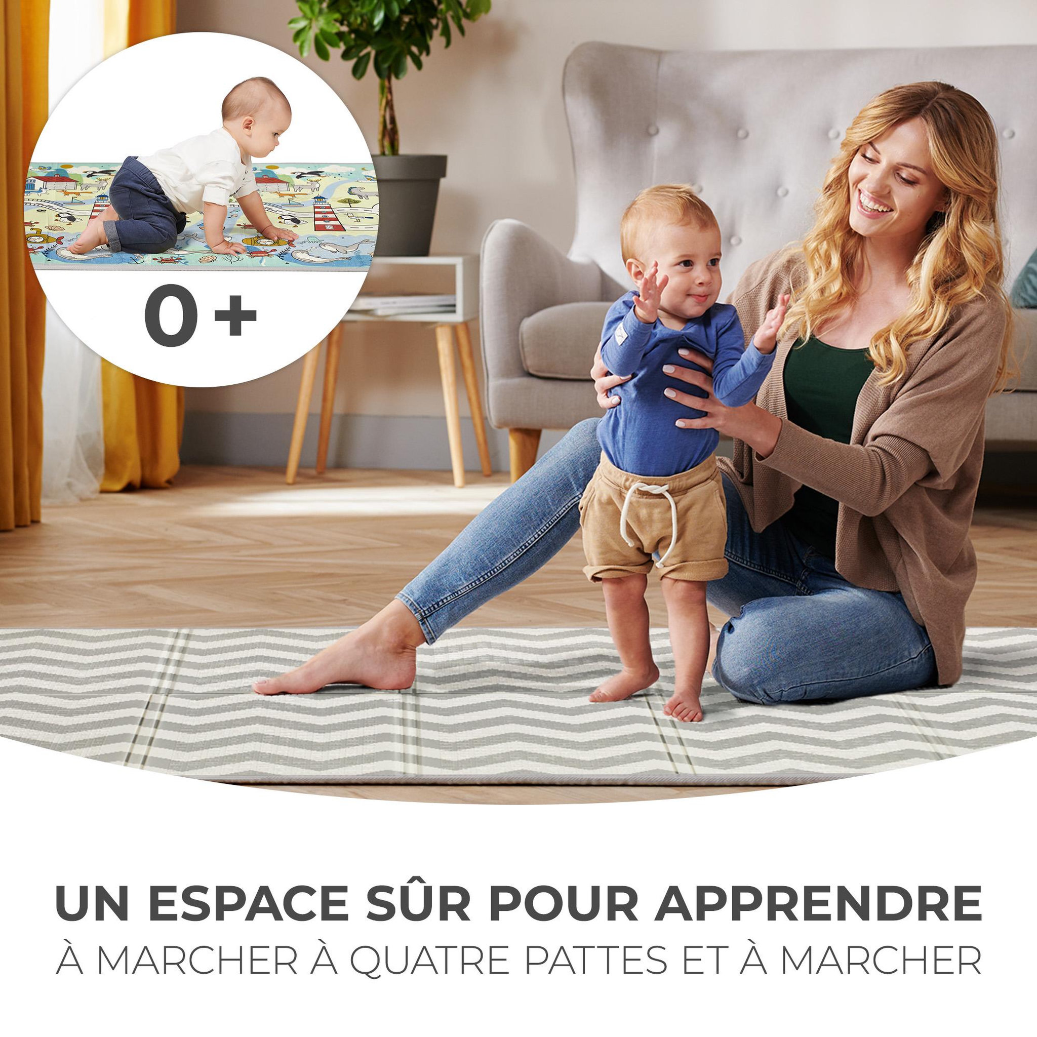 Voir la diapositive 2 : KINDERKRAFT Tapis d'évei Matty2- tapis sensoriel pour bébé