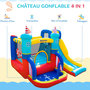 Voir la diapositive 4 : OUTSUNNY Château gonflable enfant - toboggan, trampoline, piscine, mur d'escalade - gonfleur, sac de transport inclus - dim. 2,65L x 2,6l x 2H m - polyester multicolore