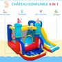 Voir la diapositive 4 : OUTSUNNY Château gonflable enfant - toboggan, trampoline, piscine, mur d'escalade - gonfleur, sac de transport inclus - dim. 2,65L x 2,6l x 2H m - polyester multicolore