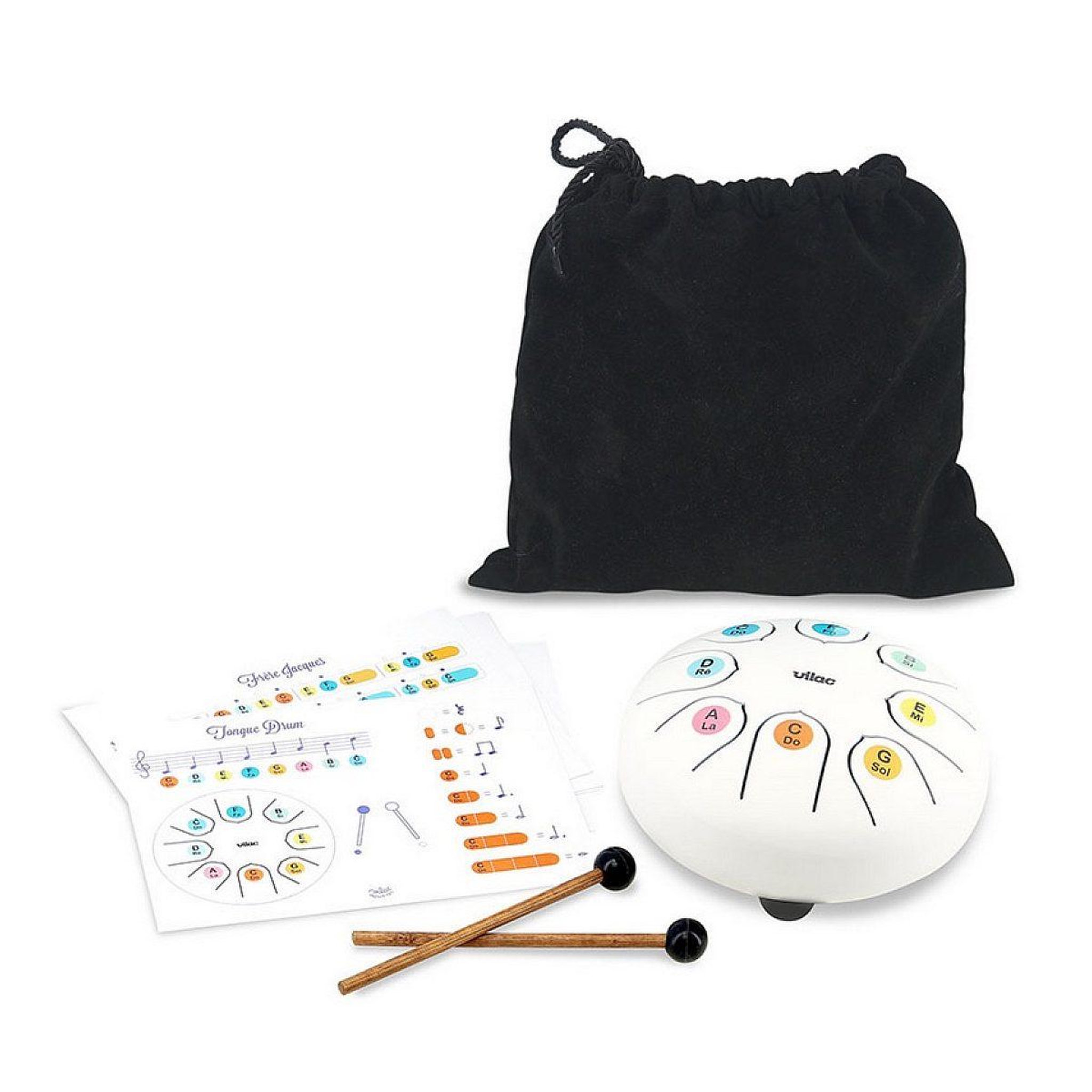 Vilac Tongue drum en metal - blanc neige