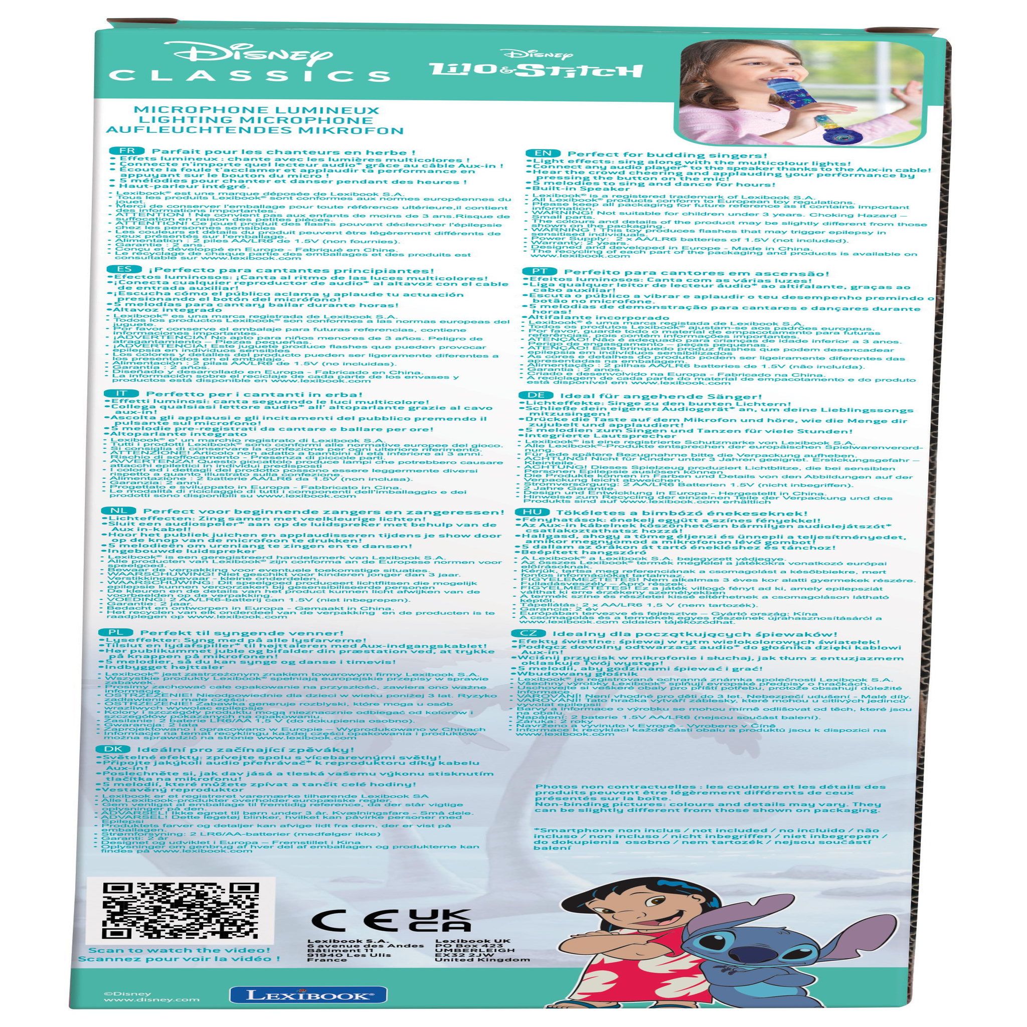 Voir la diapositive 4 : Lexibook Microphone Stitch avec tube lumineux et enceinte