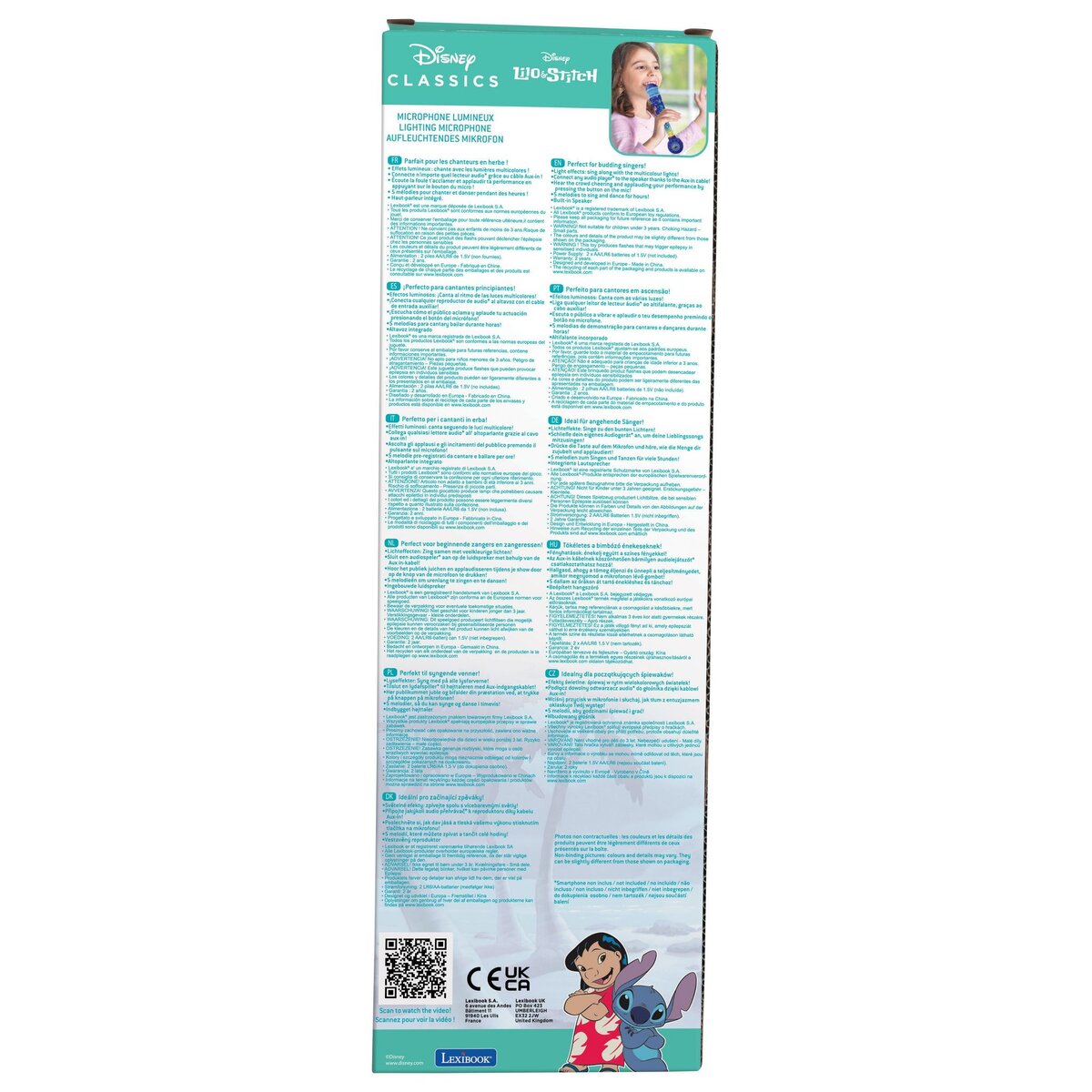 Lexibook Microphone Stitch avec tube lumineux et enceinte