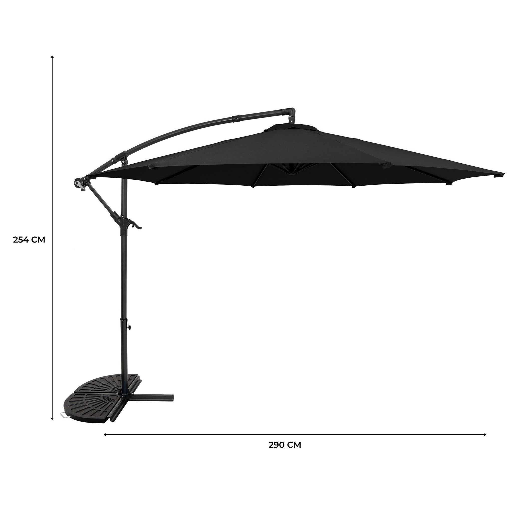 Voir la diapositive 5 : Monster Parasol Banane à Mât Déporté 3 m & 2 Pieds en Éventail