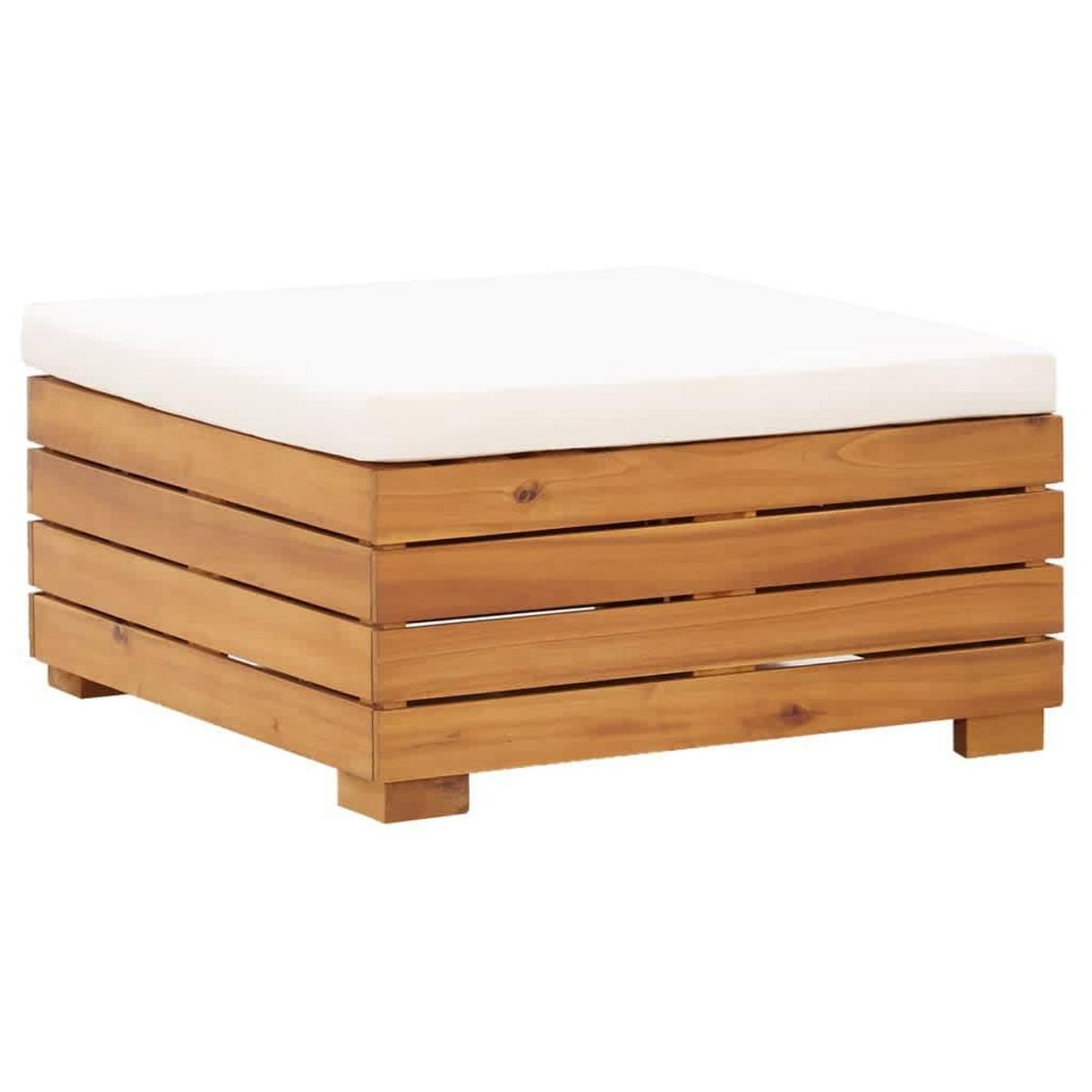 VIDAXL Table et repose-pied de jardin et coussin Bois d'acacia massif