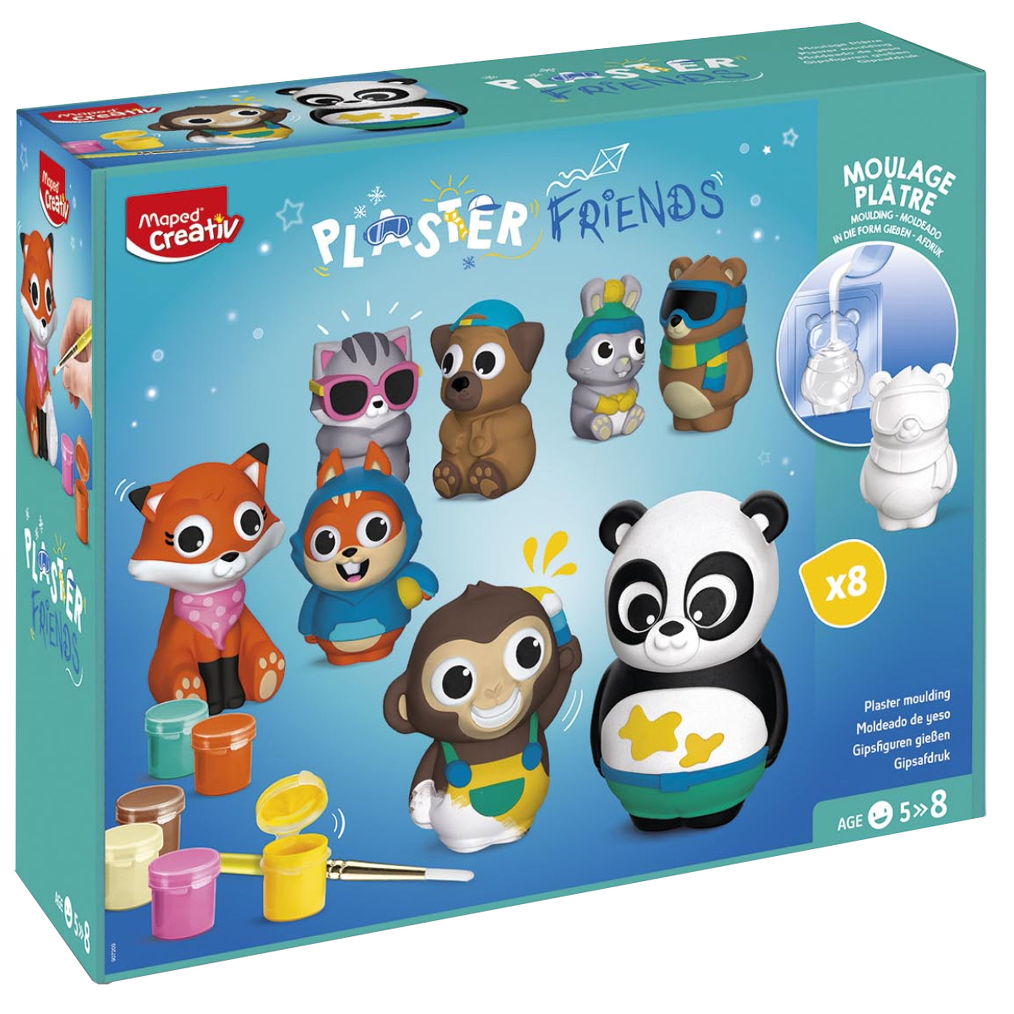 MAPED Moulage plâtre 8 Animaux Plaster Friends