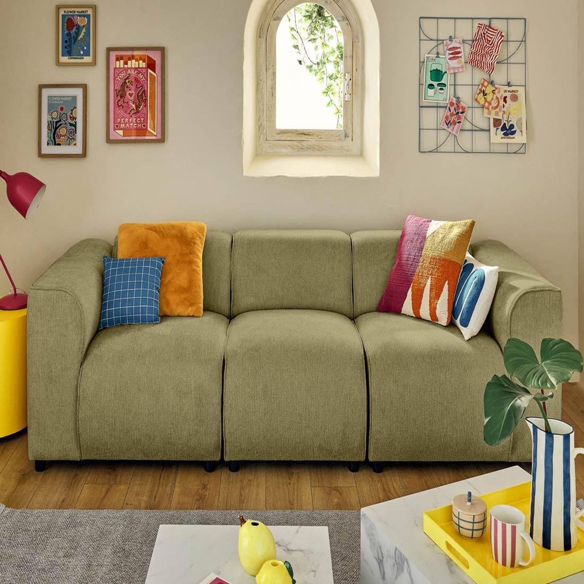 Voir la diapositive 1 : LISA DESIGN Suaro - canapé modulable 3 places en tissu texturé