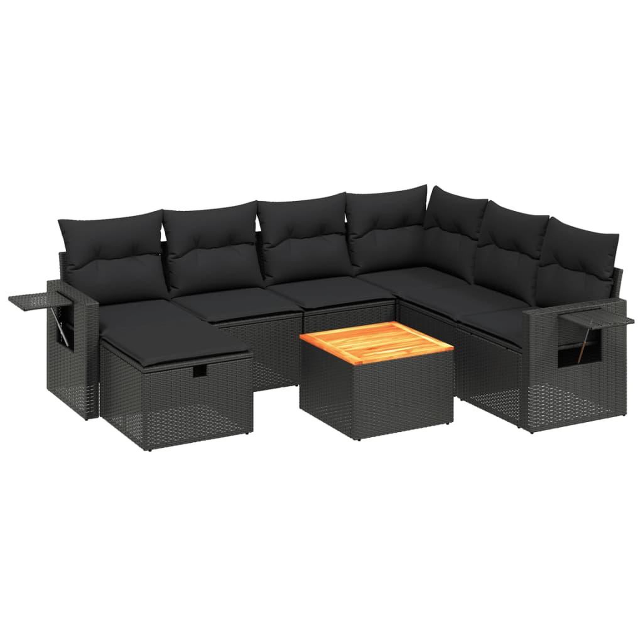Voir la diapositive 2 : VIDAXL Salon de jardin 8 pcs avec coussins noir resine tressee