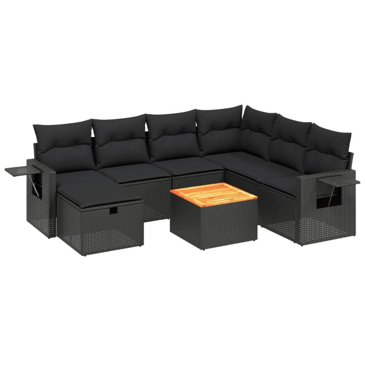 VIDAXL Salon de jardin 8 pcs avec coussins noir resine tressee
