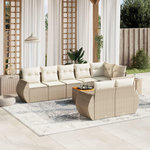 VIDAXL Salon de jardin avec coussins 9 pcs beige resine tressee