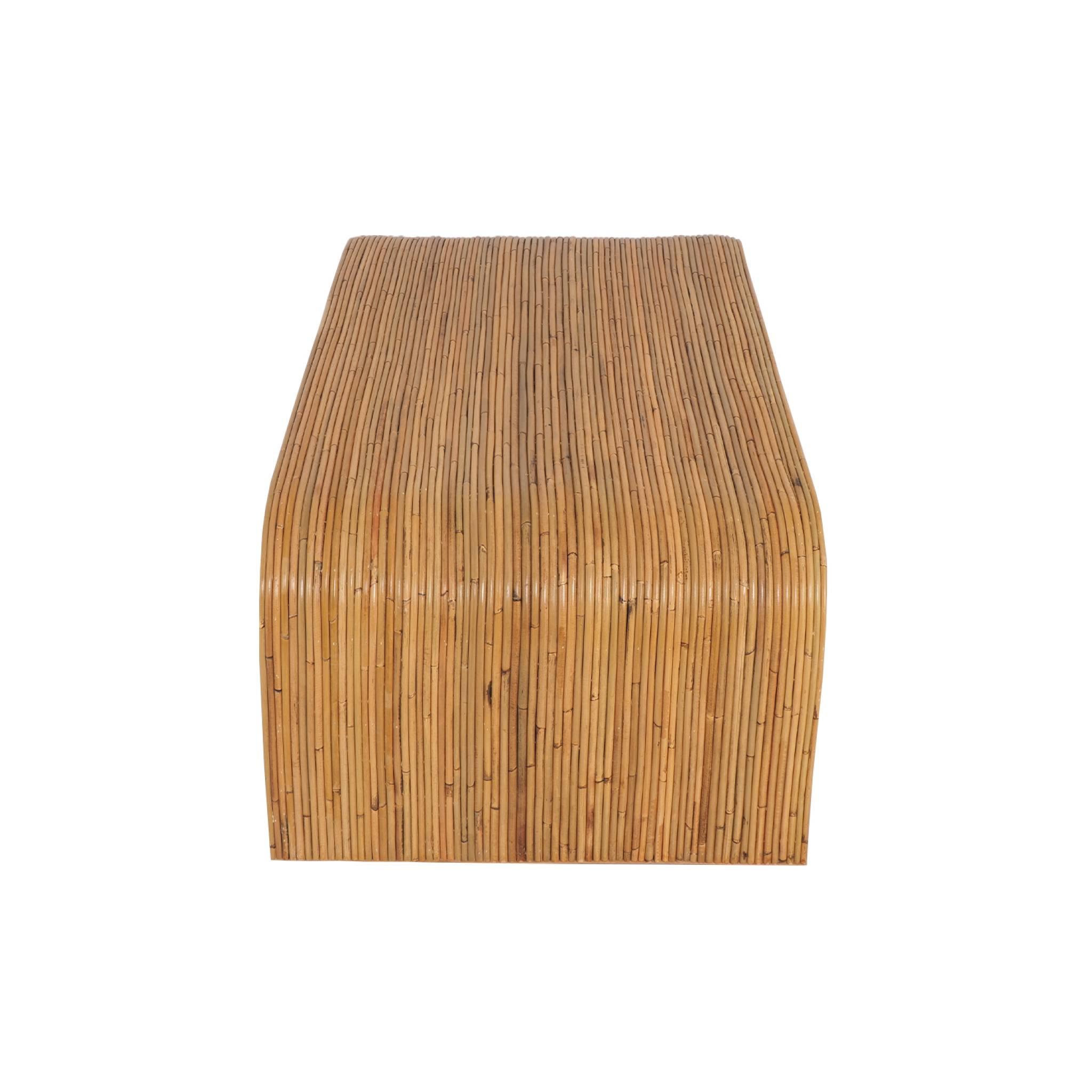 Voir la diapositive 4 : SWEEEK Table basse rectangulaire en rotin naturel. 110cm. bords arrondis. L 110 x P 60 x H 40cm