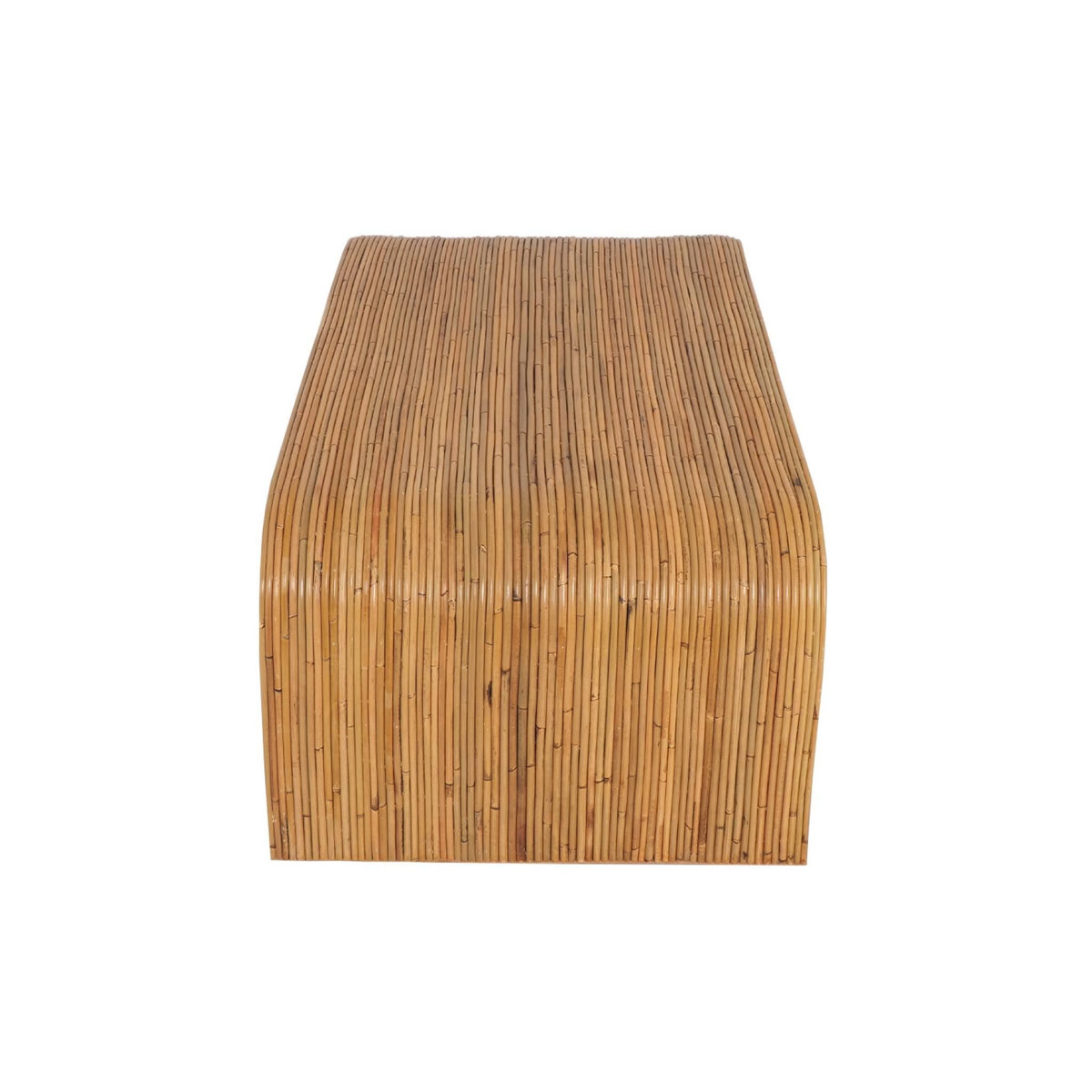 SWEEEK Table basse rectangulaire en rotin naturel. 110cm. bords arrondis. L 110 x P 60 x H 40cm