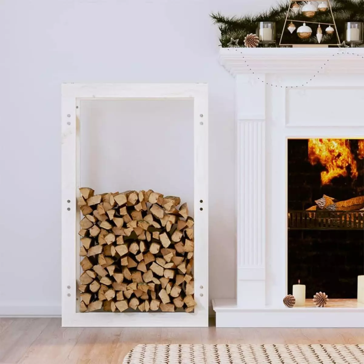 VIDAXL Support pour bois de chauffage Blanc 60x25x100 cm Bois de pin