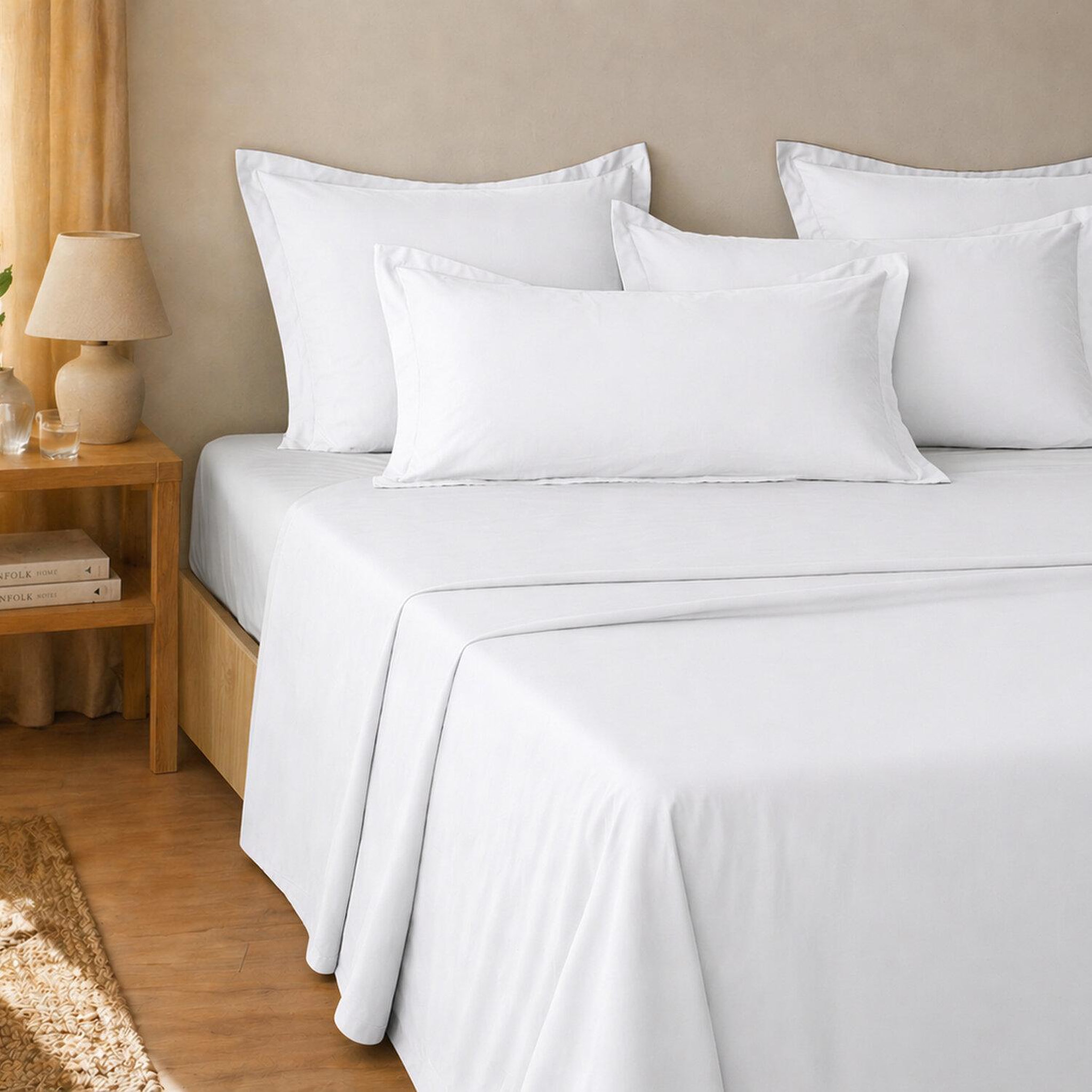 Voir la diapositive 4 : ATELIER DU COTON Parure de drap et drap housse coton 57fils unie
