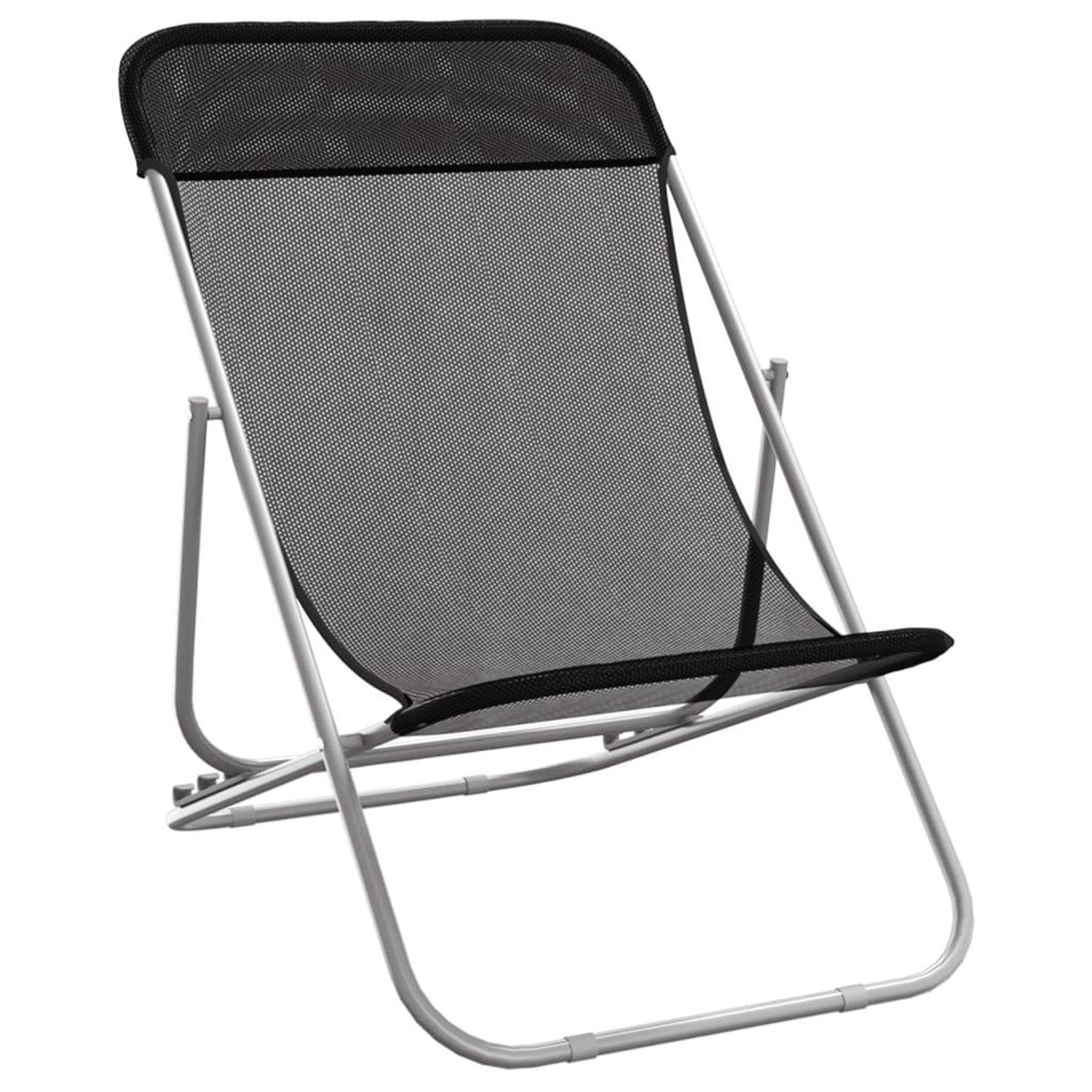 Voir la diapositive 3 : VIDAXL Chaises plage pliantes lot de 2 textilene acier enduit poudre