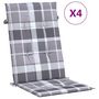 Voir la diapositive 2 : VIDAXL Coussins de chaise jardin a dossier haut lot de 4 carreaux gris