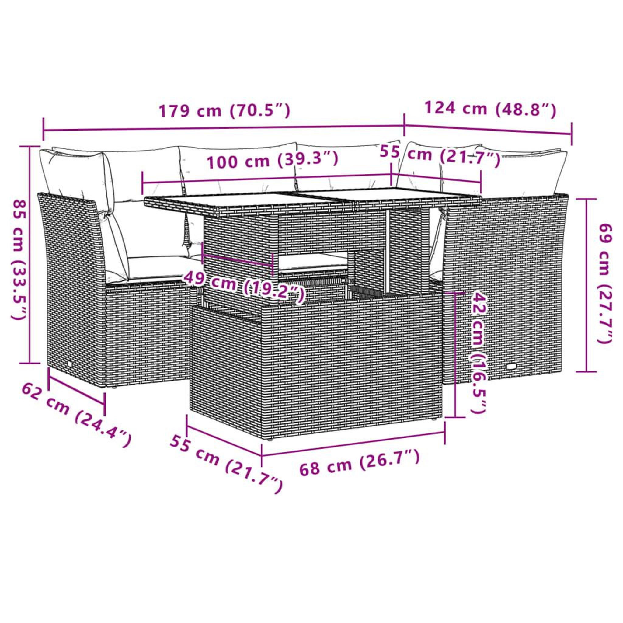 Voir la diapositive 6 : VIDAXL Salon de jardin 5 pcs avec coussins gris clair resine tressee