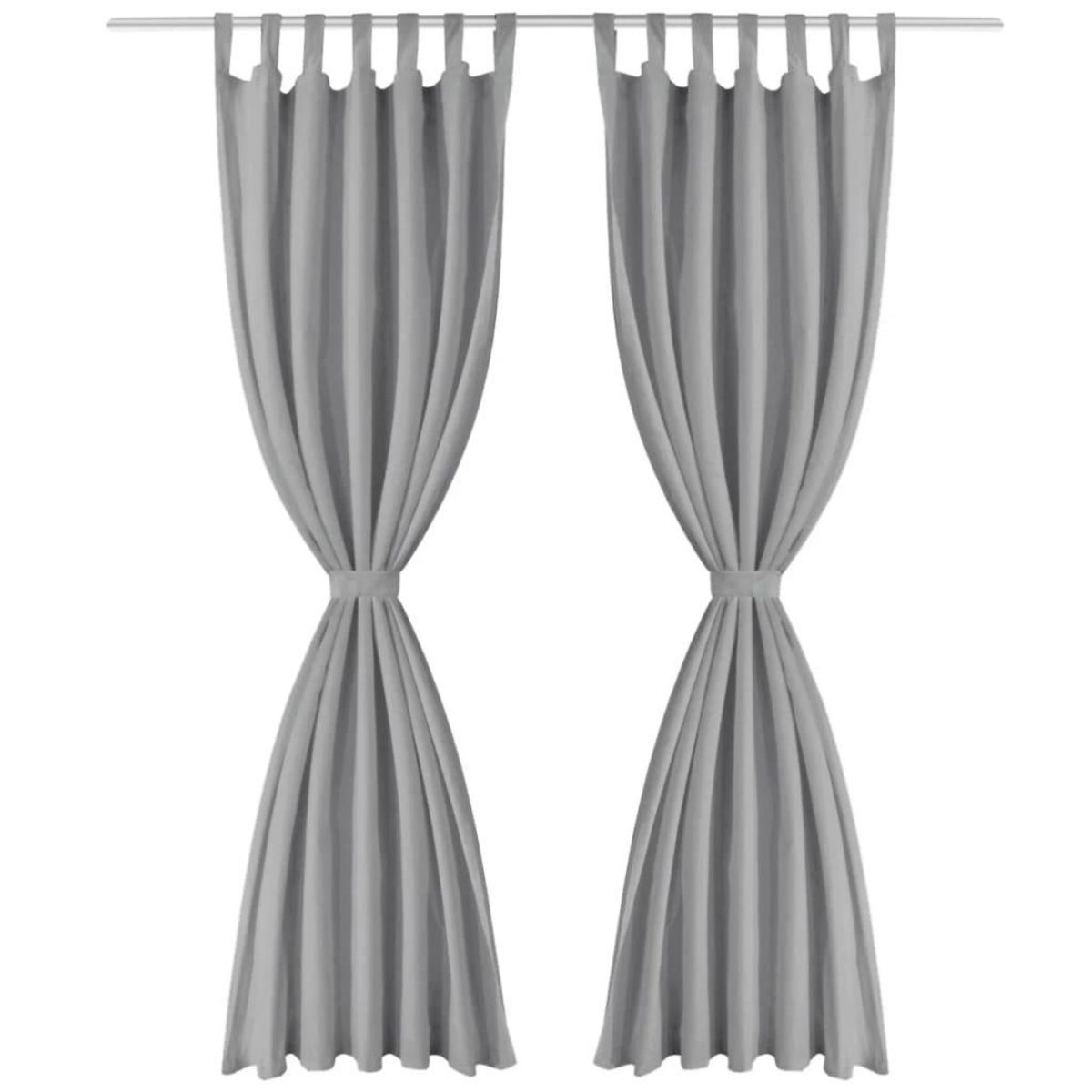 VIDAXL Rideau occultant avec boucles 2 pcs 140 x 245 cm Gris