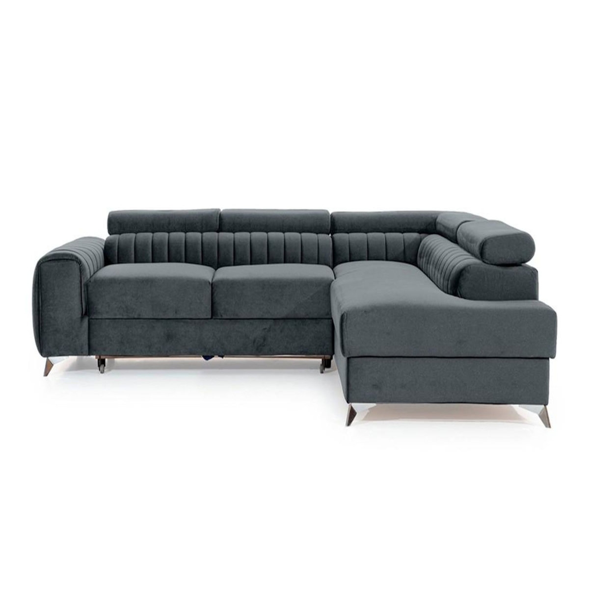 BEST MOBILIER Talisay - canapé d'angle droit - 5 places - convertible avec coffre - en velours