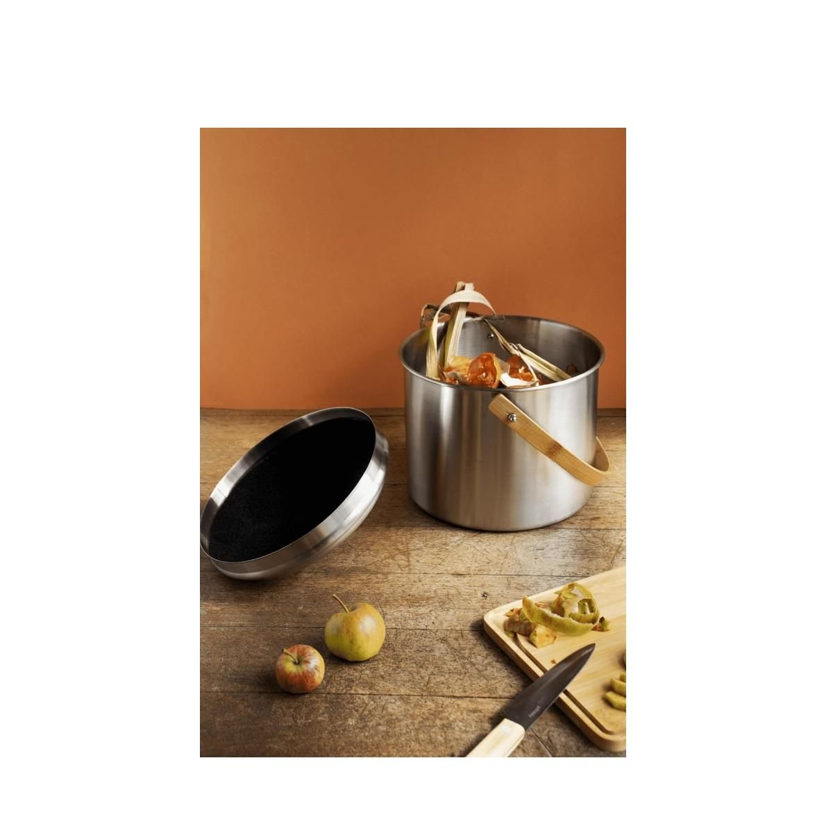 PEBBLY Seau à compost rond 7l inox - NBA233