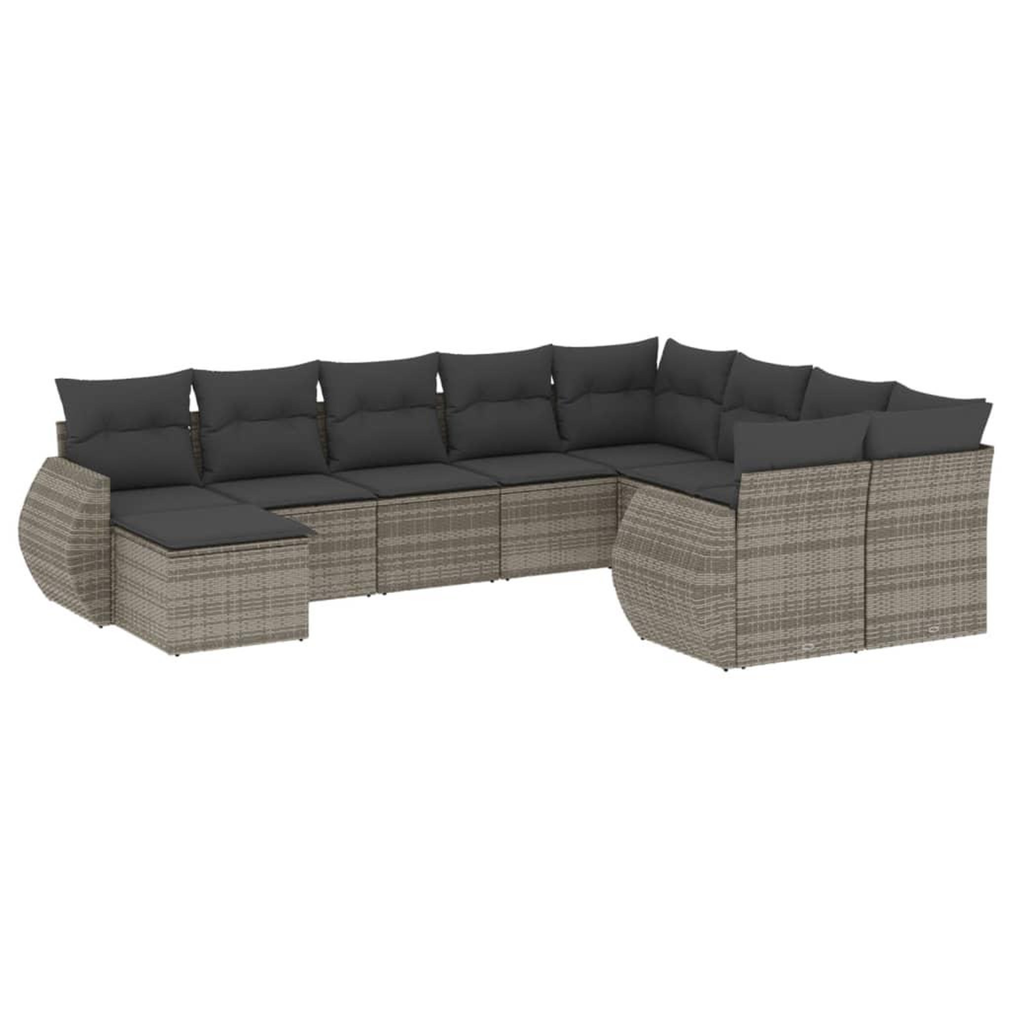 Voir la diapositive 2 : VIDAXL Salon de jardin avec coussins 10 pcs gris resine tressee
