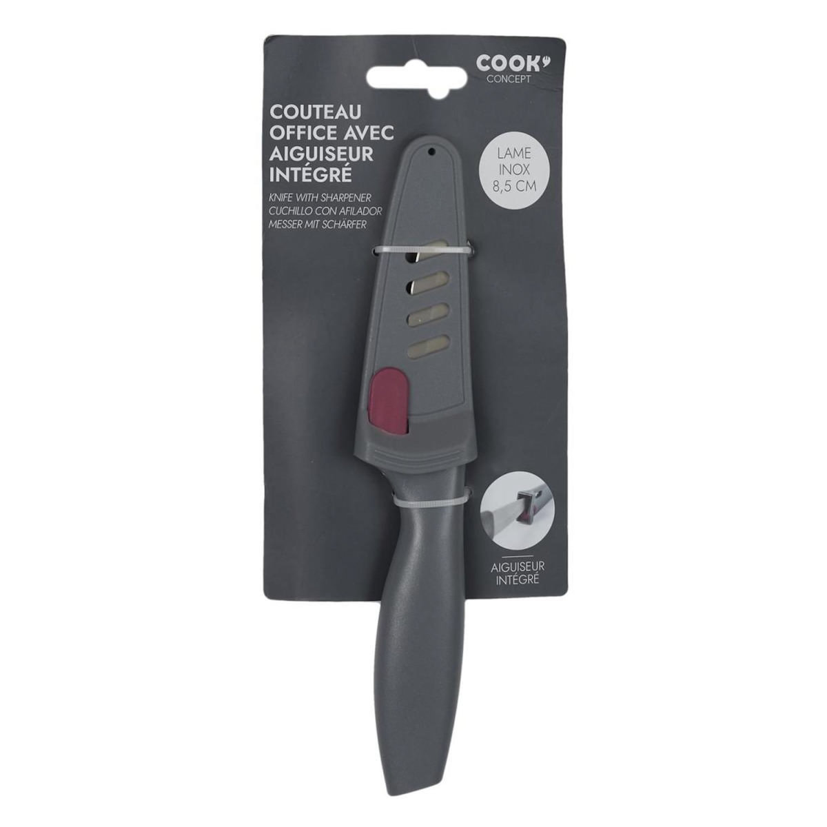 Paris Prix Couteau d'Office Inox  Aiguiseur  20cm Gris