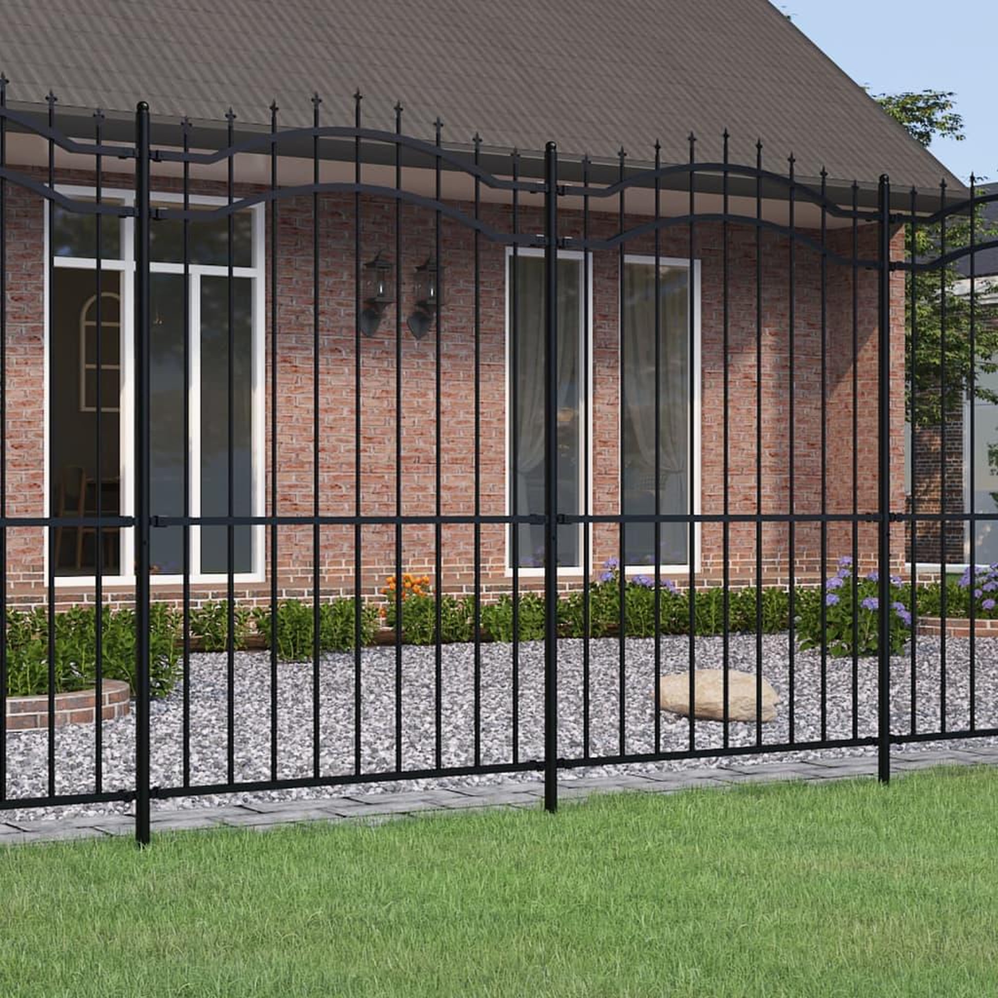 Voir la diapositive 1 : VIDAXL Cloture de jardin avec sommet de lance Noir 222 cm