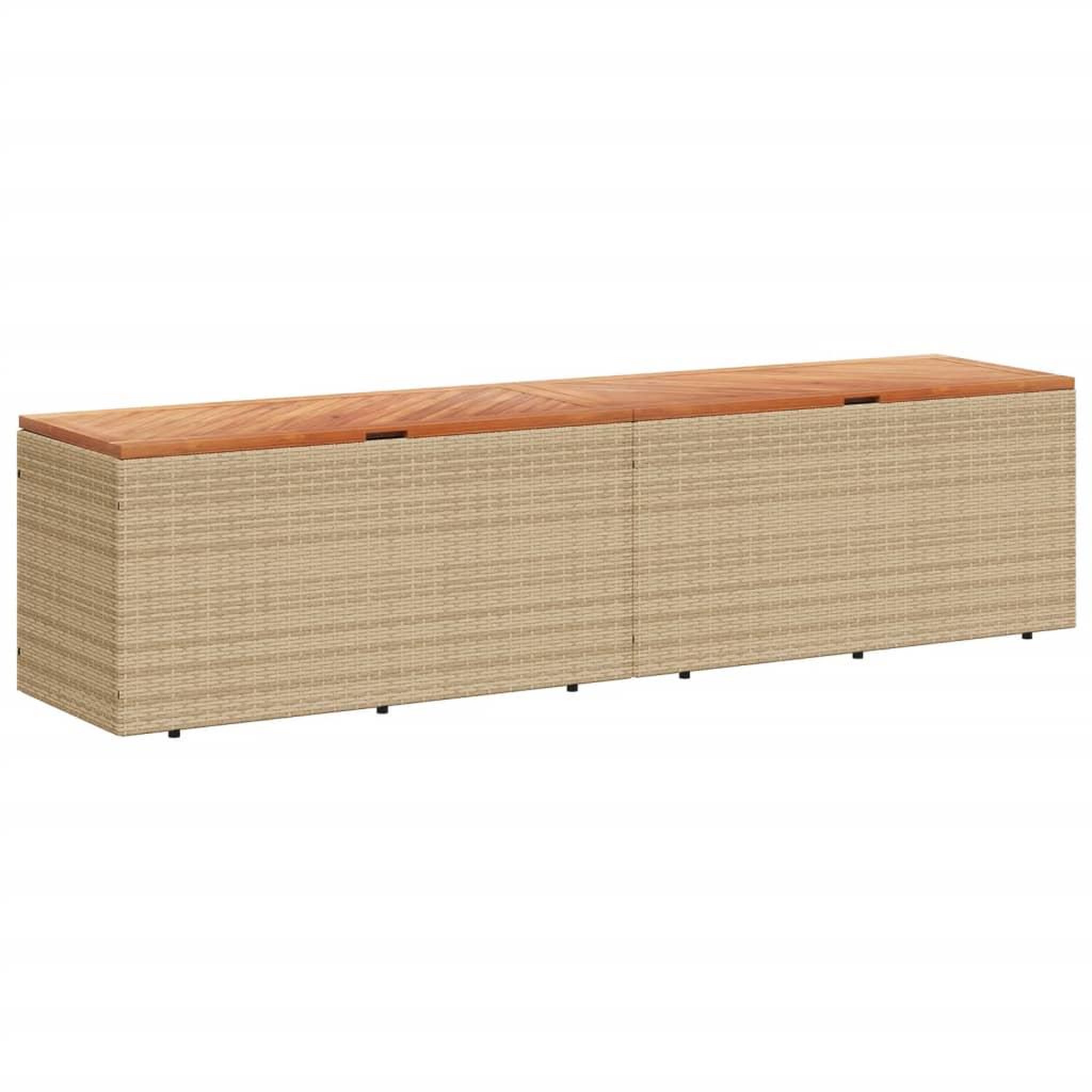 Voir la diapositive 2 : VIDAXL Boîte de rangement de jardin beige resine tressee bois d'acacia