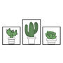 Voir la diapositive 1 : Paris Prix Lot de 3 Déco Murales  Cactus  46cm Vert & Noir