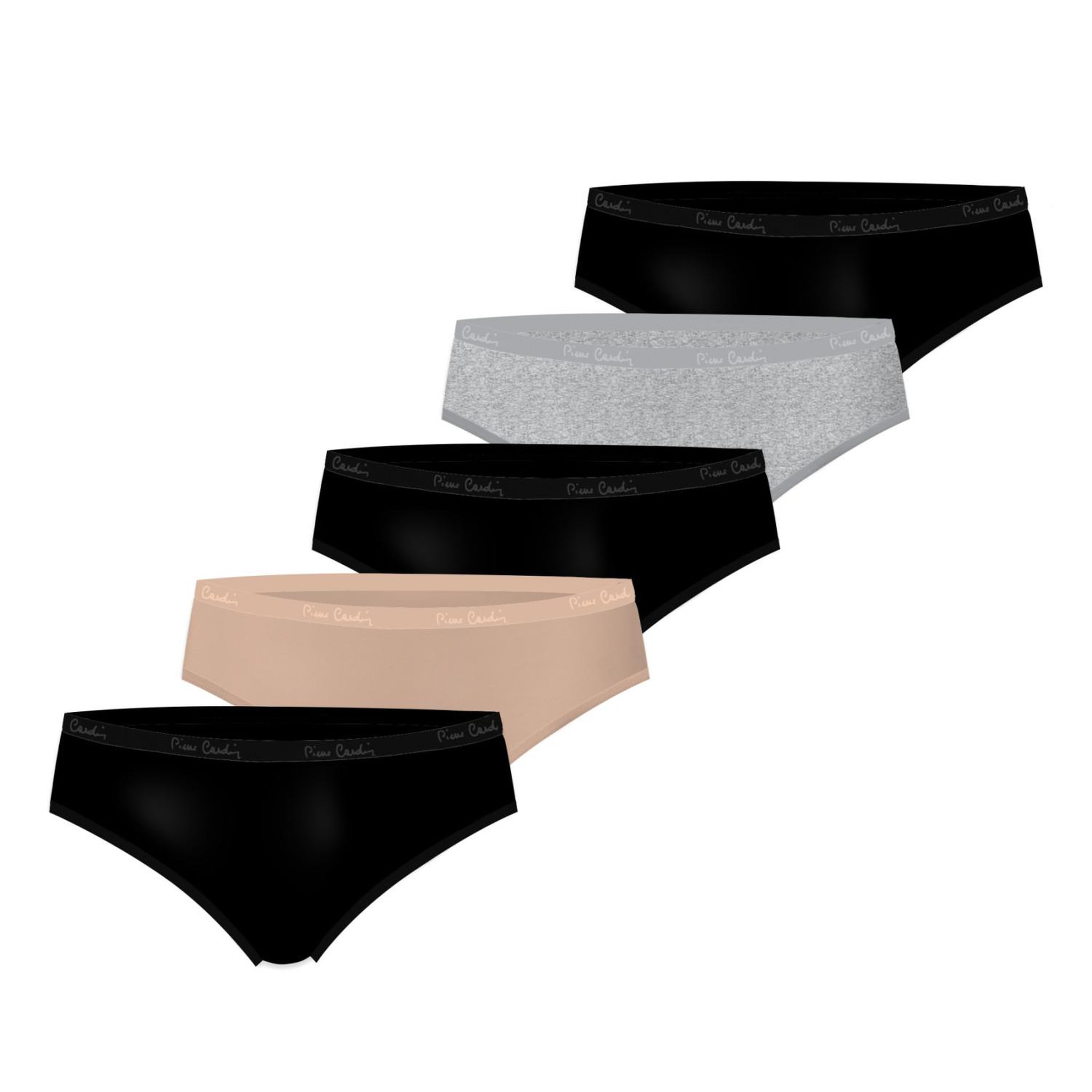 Voir la diapositive 1 : PIERRE CARDIN Lot de 5 slips femme  en coton uni ceinture fine 2cm class