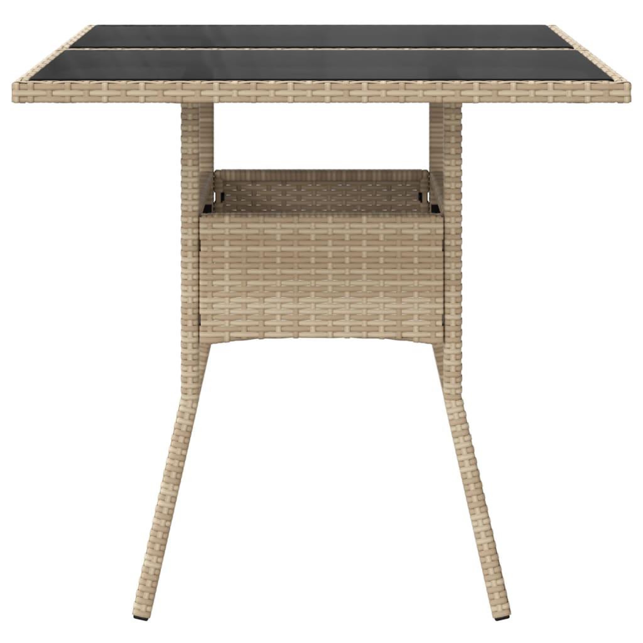 Voir la diapositive 5 : VIDAXL Table de jardin dessus en verre beige 80x80x75cm resine tressee