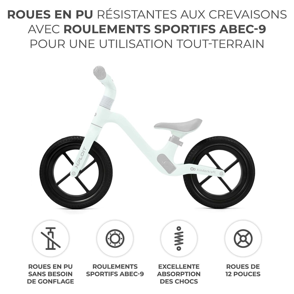 KINDERKRAFT Draisienne legere reglable avec roues pu repose