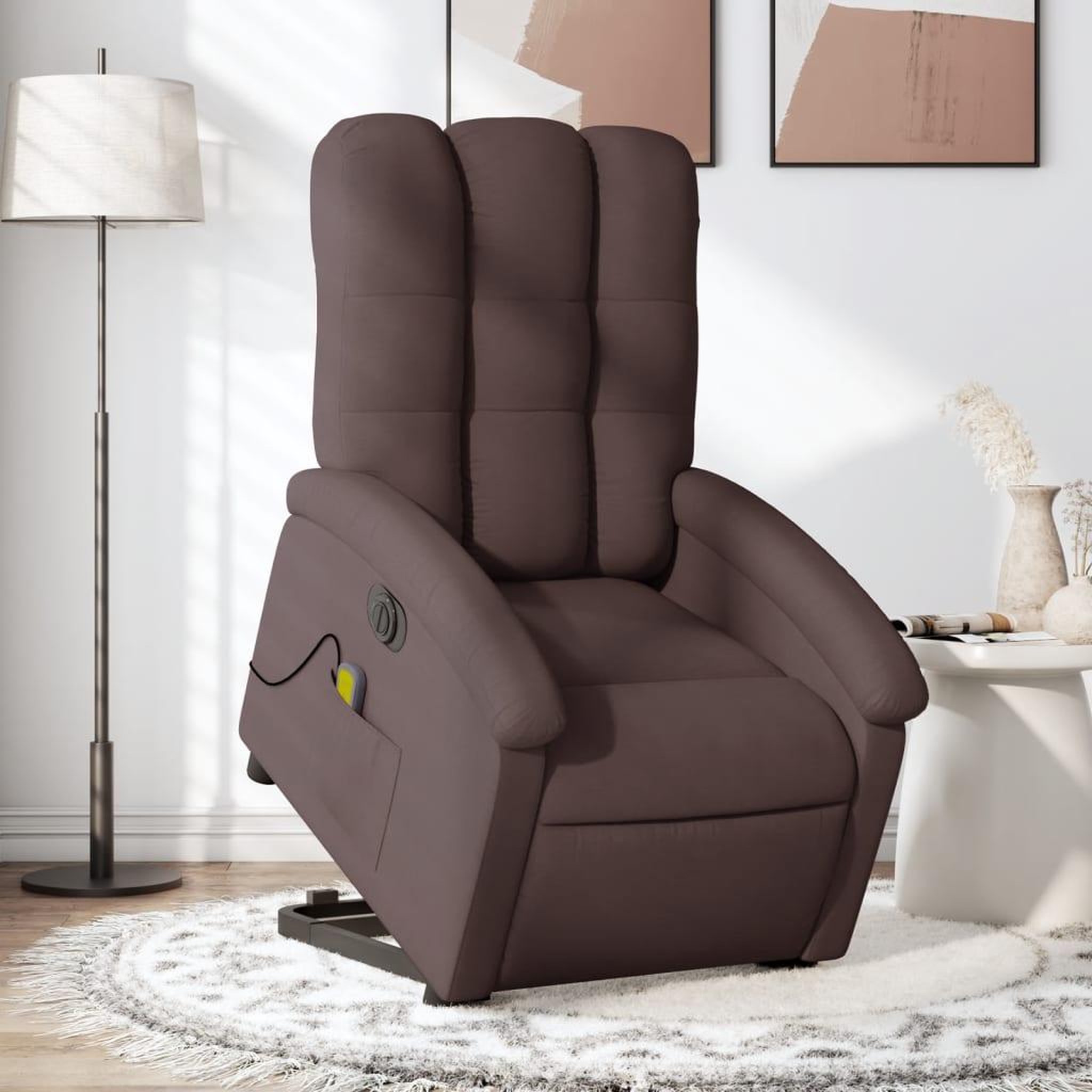 VIDAXL Fauteuil inclinable de massage electrique Marron fonce Tissu