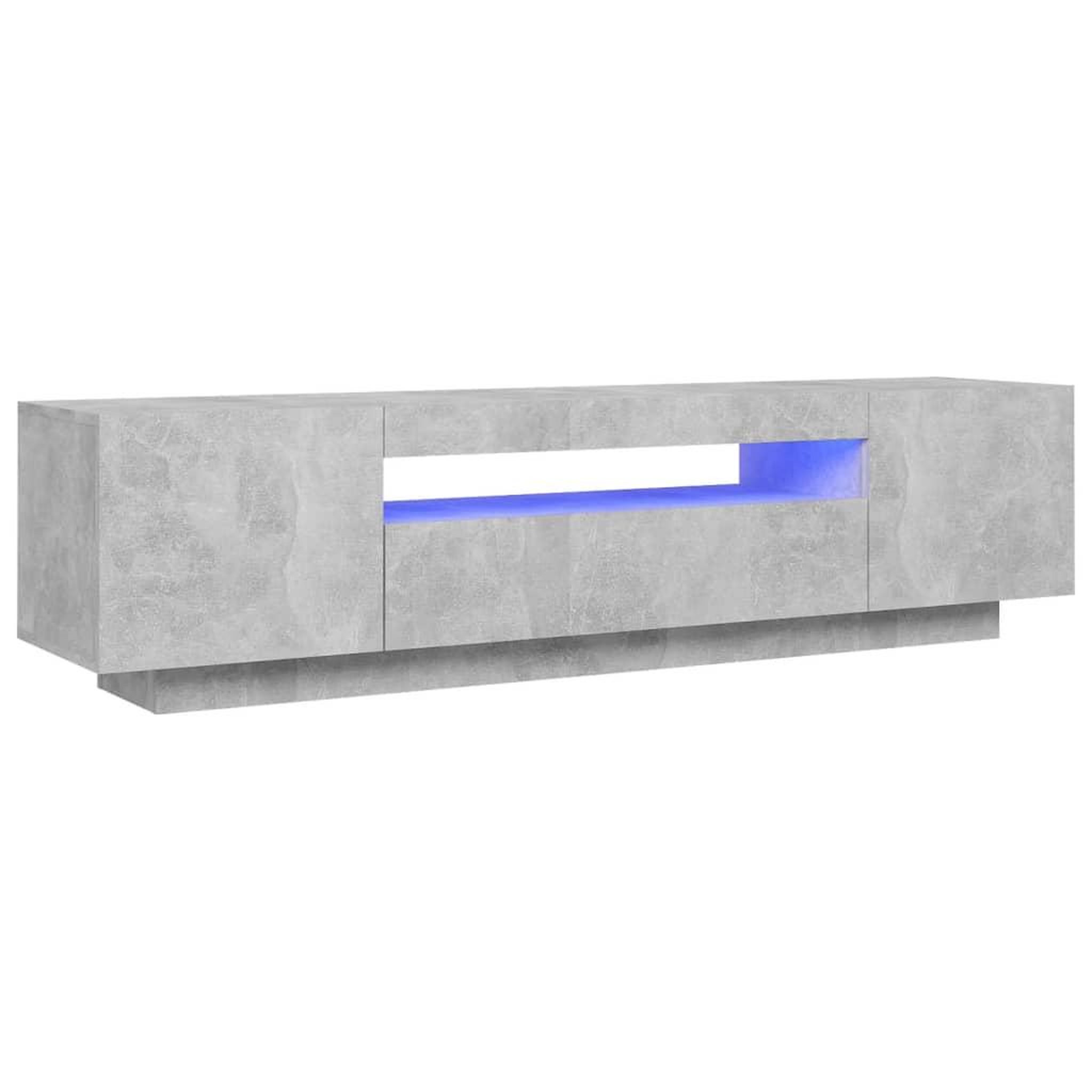 Voir la diapositive 2 : VIDAXL Meuble TV avec lumieres LED gris beton 160x35x40 cm