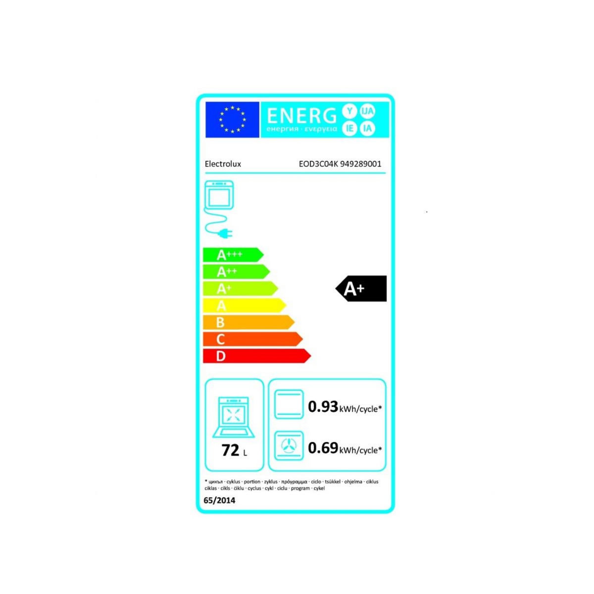 ELECTROLUX Four intégrable 72l 60cm catalyse noir - EOD3C04K