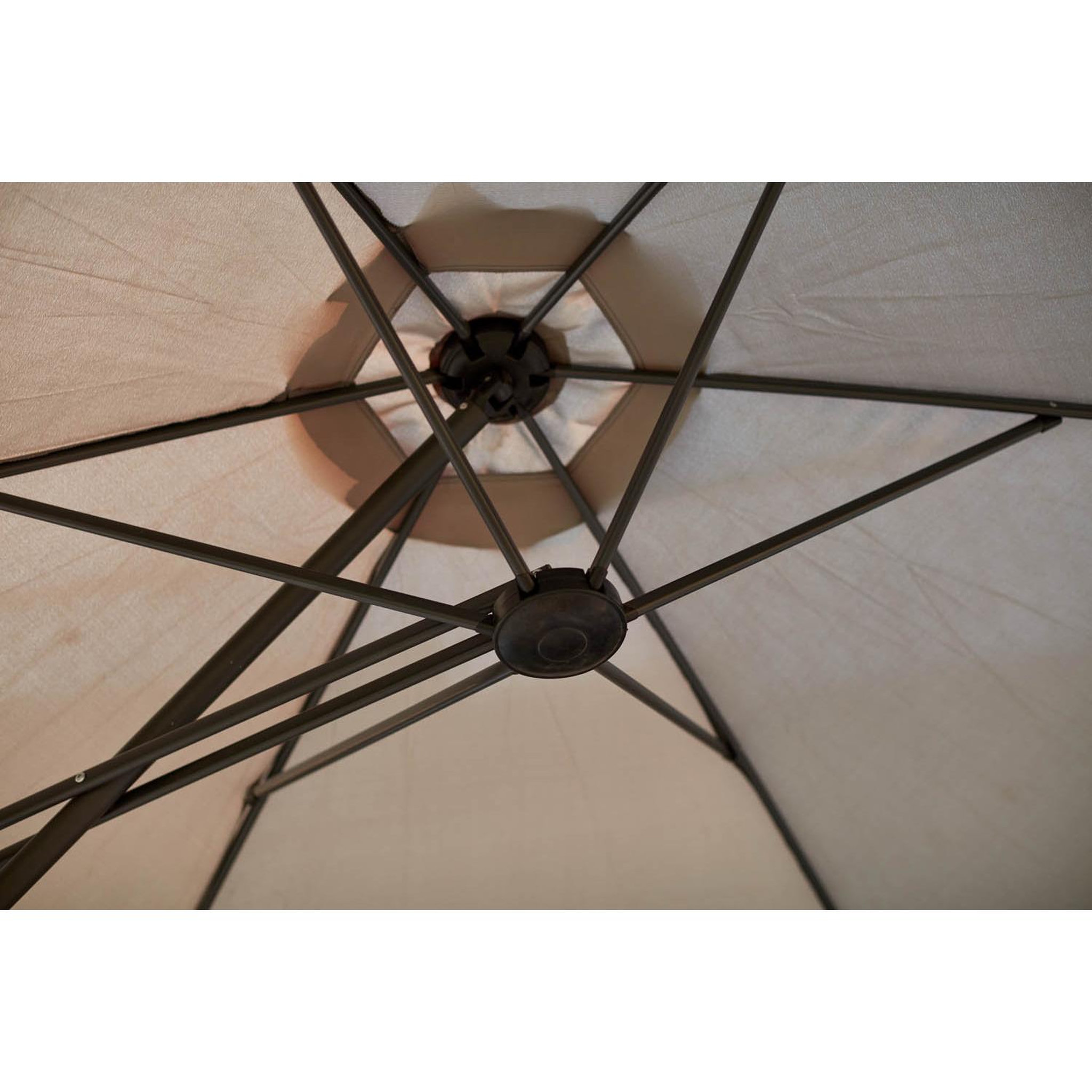 Voir la diapositive 4 : CONCEPT USINE Parasol gris droit rond 294 x 294 m alcudia