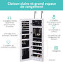 Voir la diapositive 6 : HOMCOM Armoire à bijoux miroir à suspendre 2 en 1 - éclairage LED intérieur, verrouillable, multi-rangement - blanc
